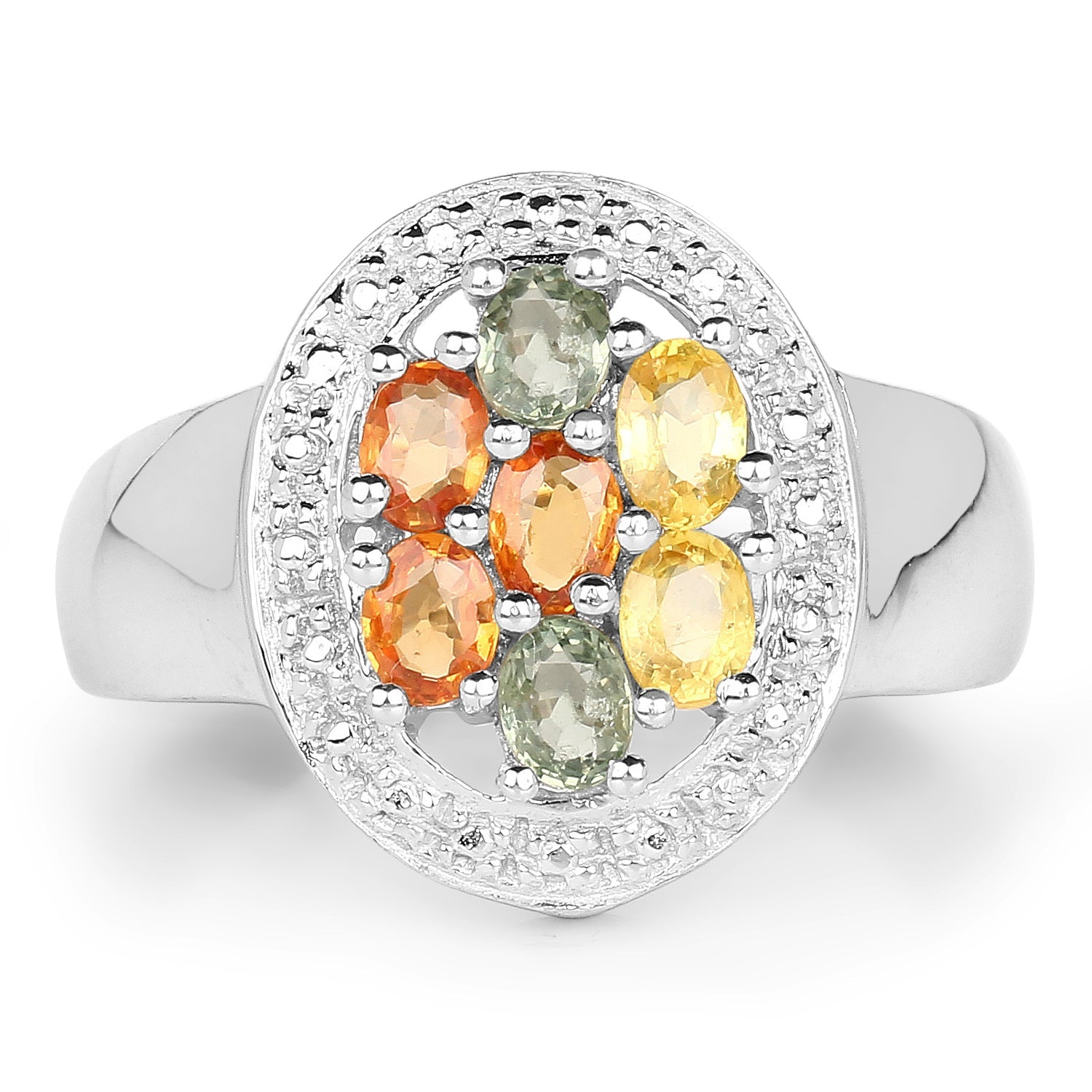 1.54 Carat Genuine Multi Sapphire .925 Sterling Silver Ring on sale at MyriadMart