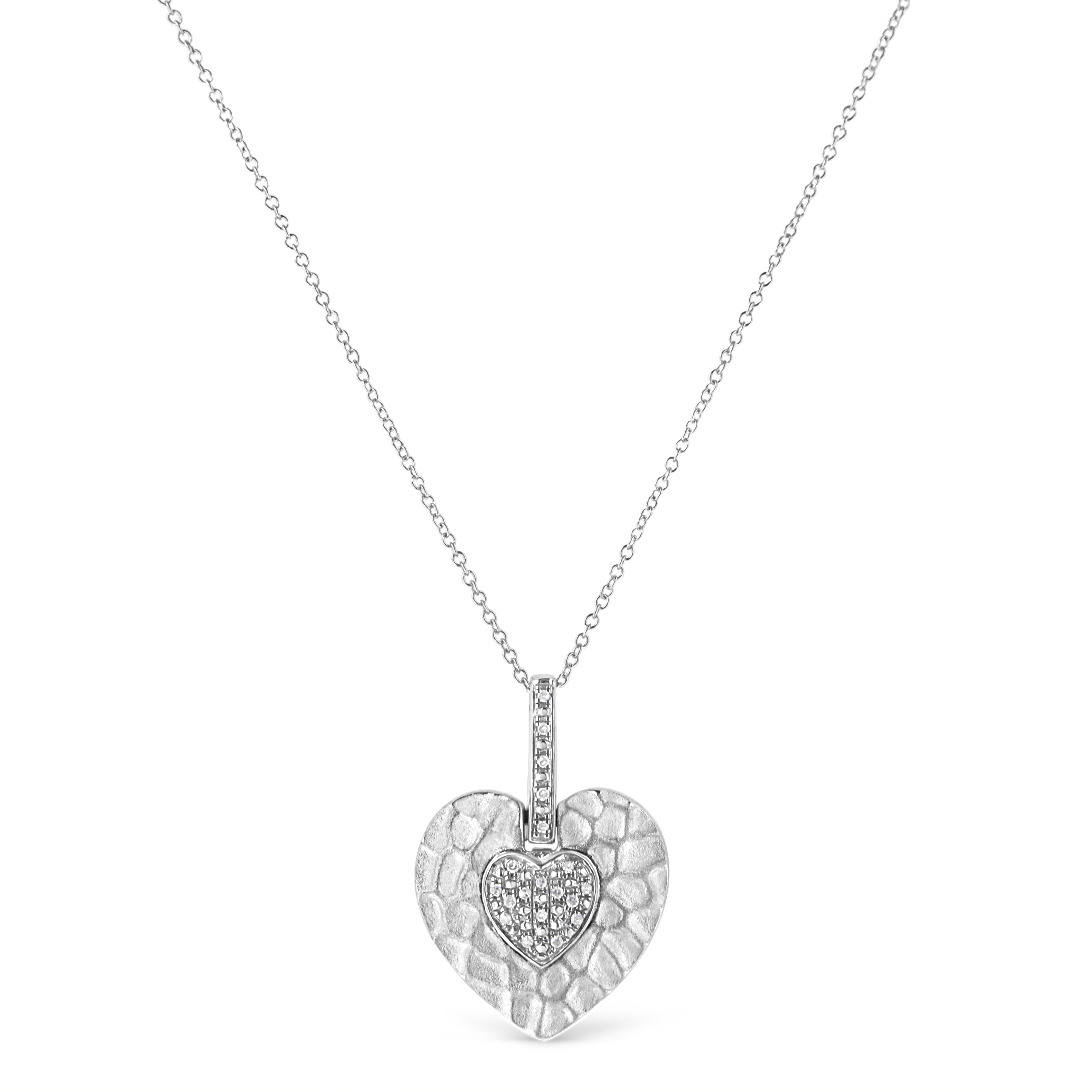 .925 Sterling Silver Pave-Set Diamond Accent Heart Shape 18" Pendant Necklace I-J Color, I1-I2 Clarity on sale at MyriadMart