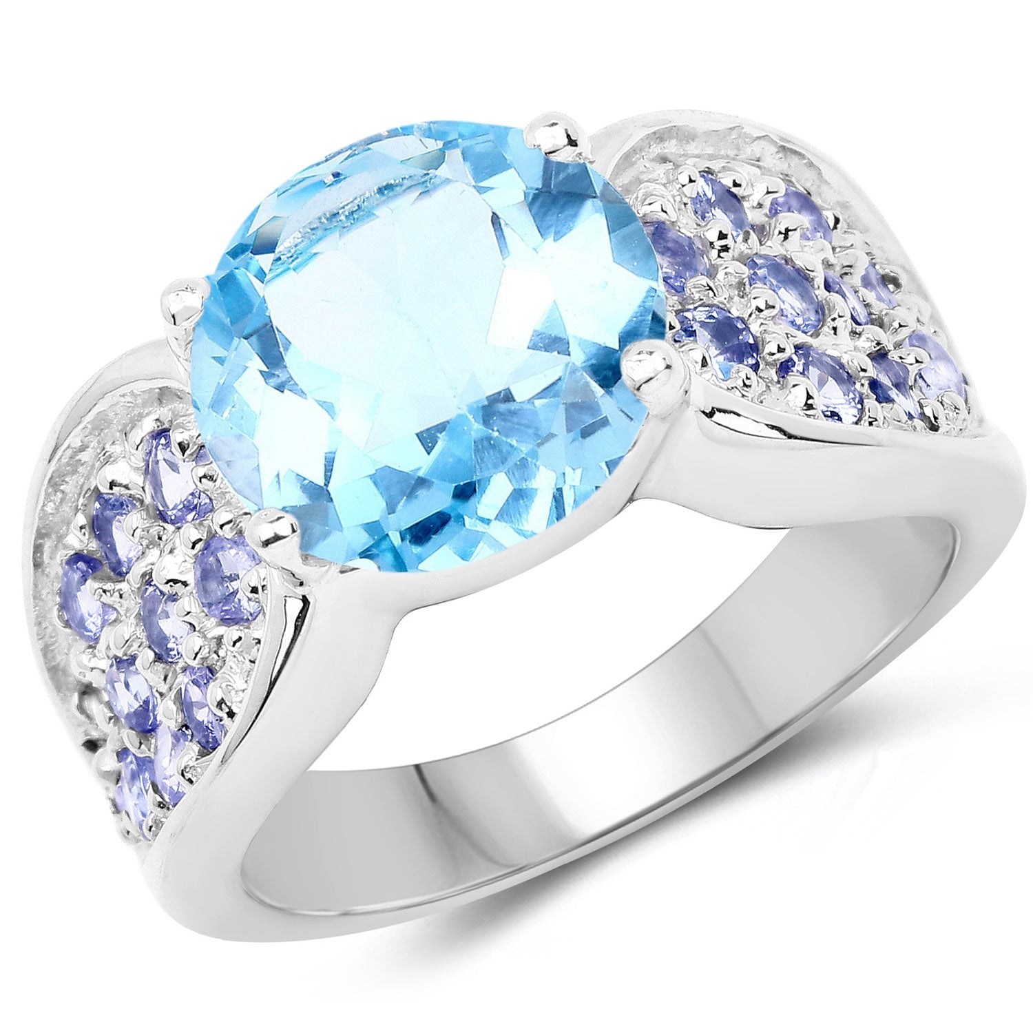 4.77 Carat Genuine Blue Topaz and Tanzanite .925 Sterling Silver Ring on sale at MyriadMart