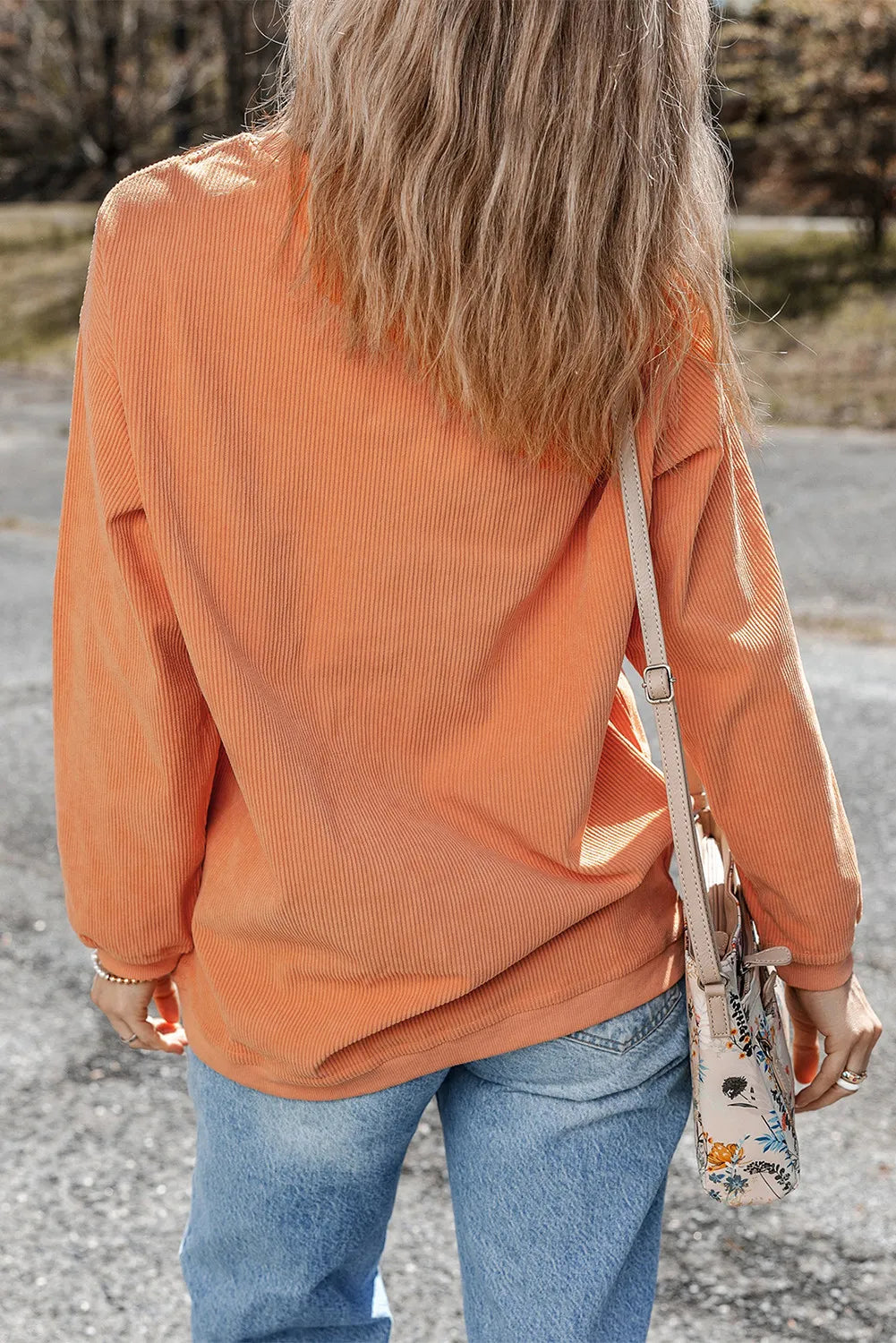 Pumpkin Round Neck Long Sleeve Sweatshirt - MyriadMart