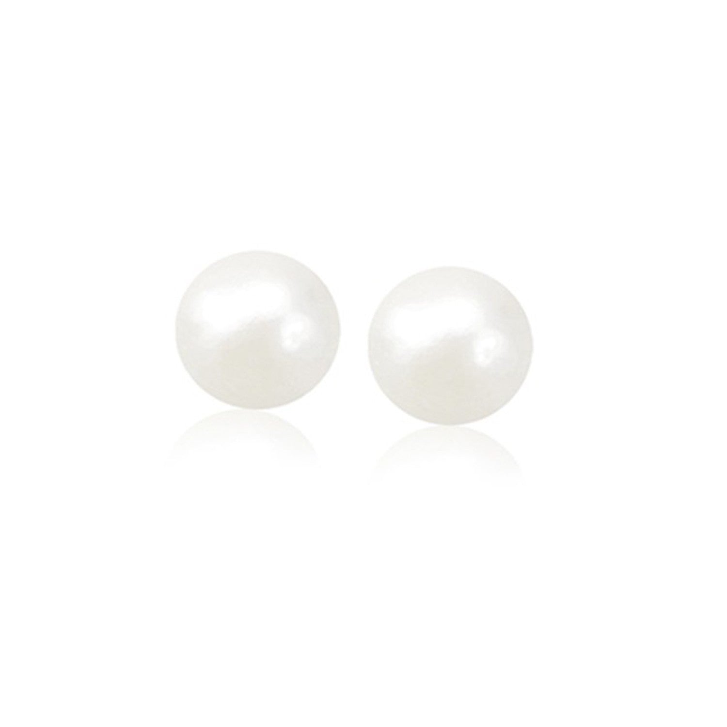 14k Yellow Gold Freshwater Cultured White Pearl Stud Earrings 8.0 mm on sale at MyriadMart
