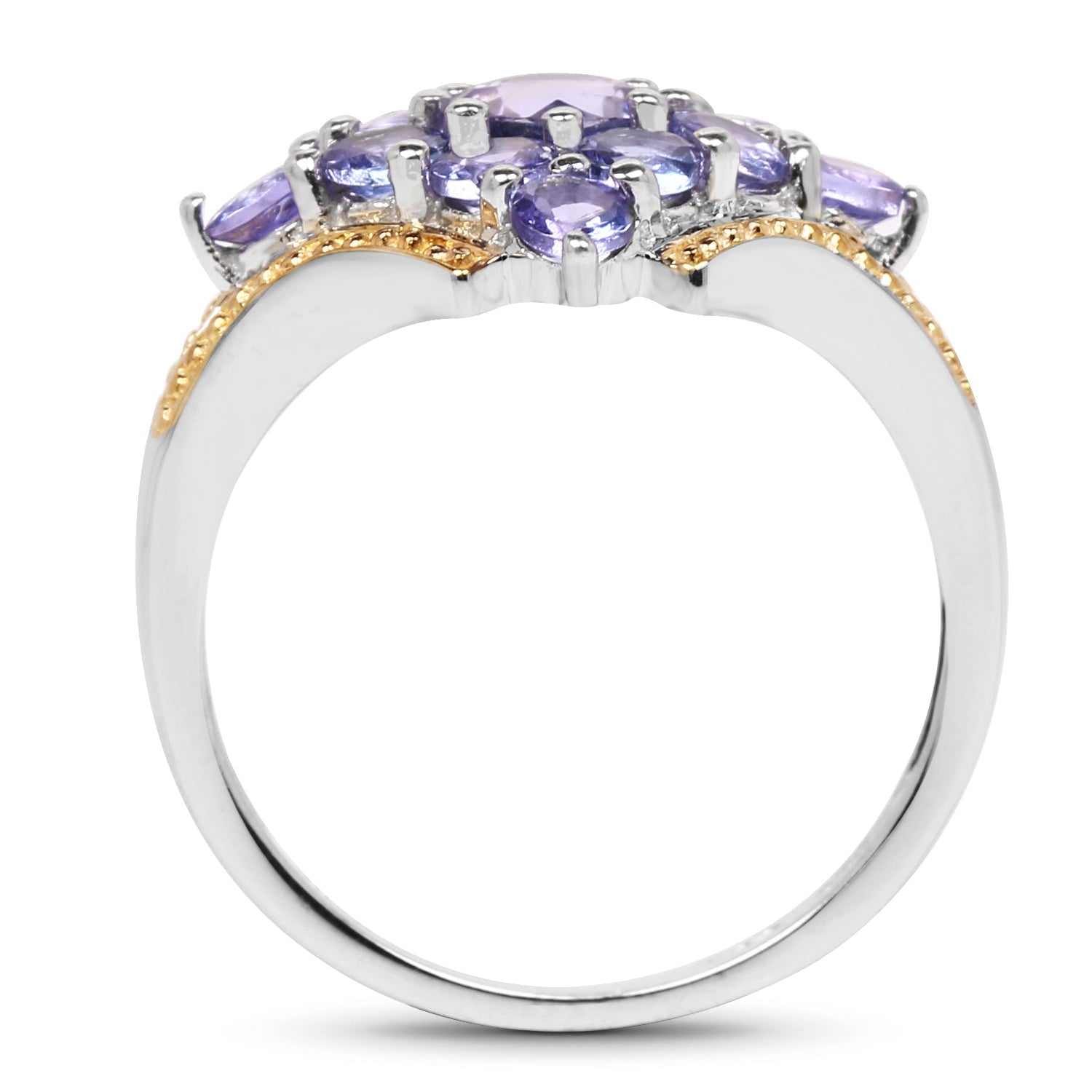 Two Tone Plated 1.67 Carat Genuine Tanzanite .925 Sterling Silver Ring on sale at MyriadMart