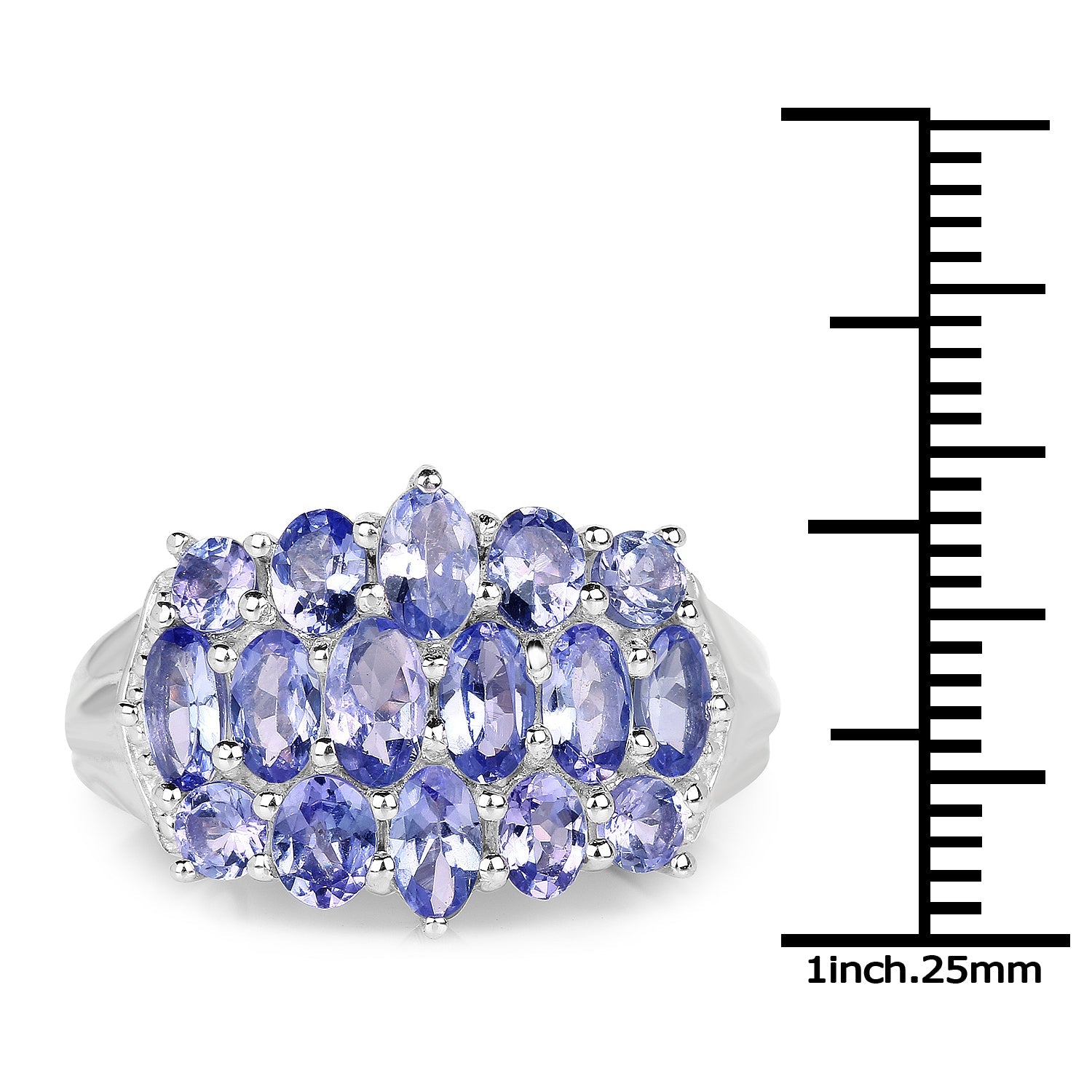 3.08 Carat Genuine Tanzanite .925 Sterling Silver Ring on sale at MyriadMart