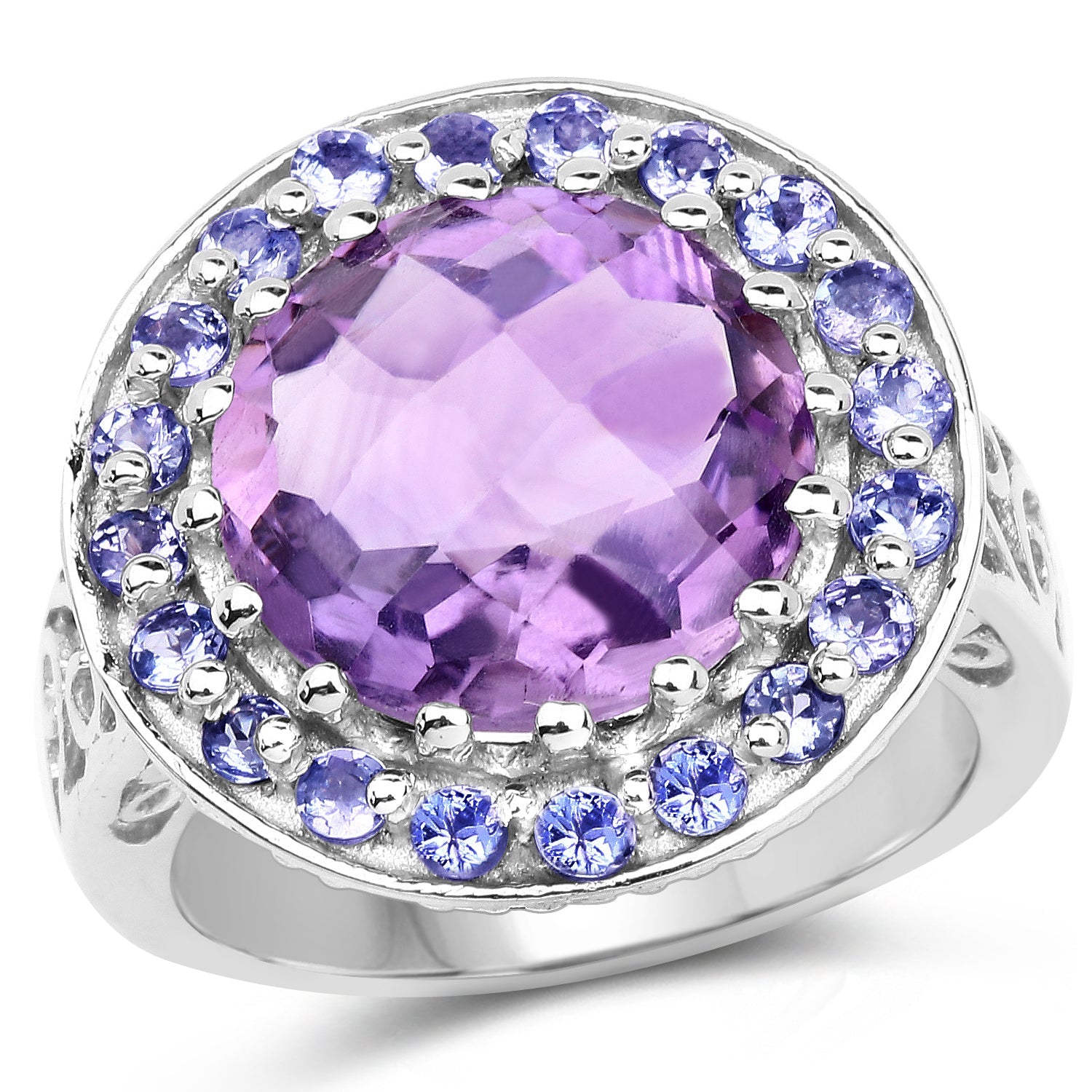 5.95 Carat Genuine Amethyst and Tanzanite .925 Sterling Silver Ring on sale at MyriadMart
