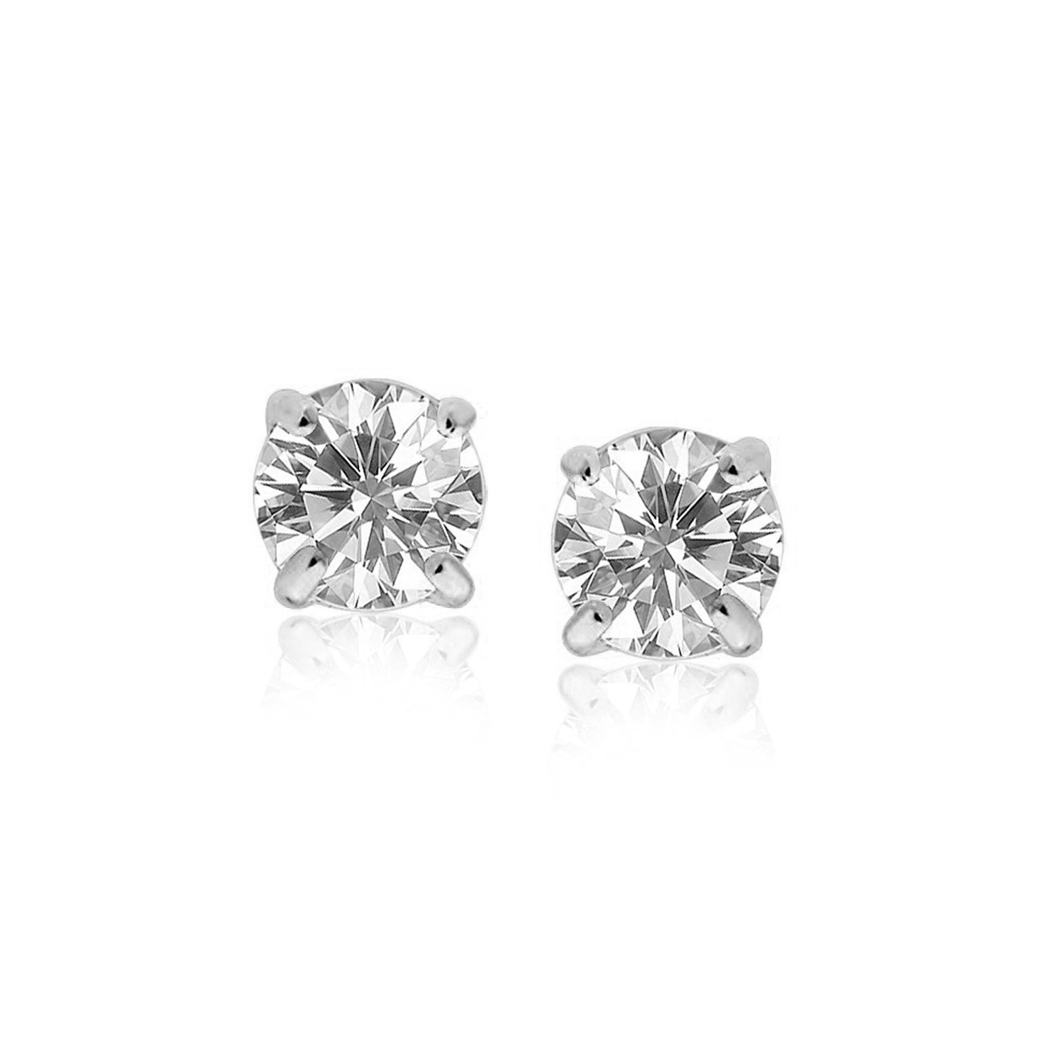 Sterling Silver Stud Earrings with White Hue Faceted Cubic Zirconia on sale at MyriadMart