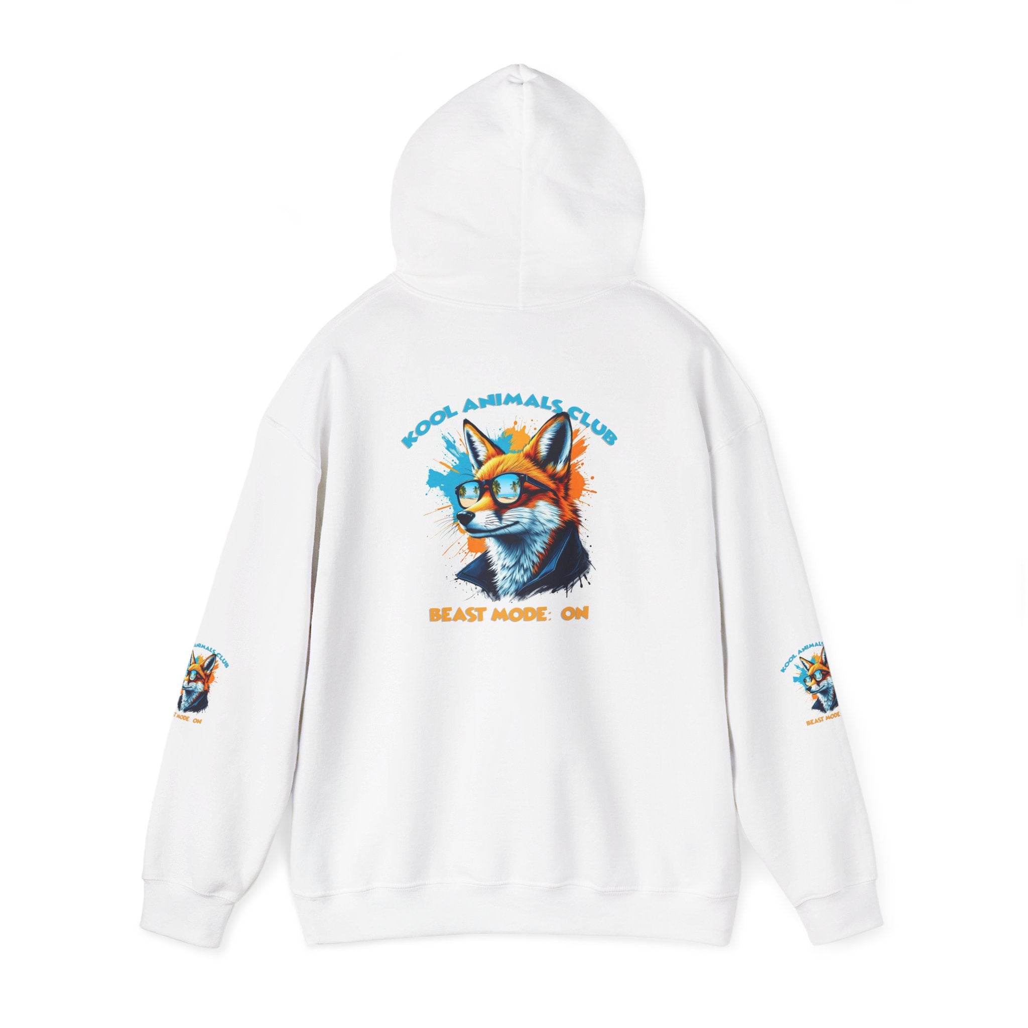 Kool Animals Club Hoodie with Cool Fox in Sunglasses and ‘Beast Mode On’ Design, Unisex Sweatshirt for Animal Lovers, Casual Streetwear, Perfect Gift for Holidays - MyriadMart