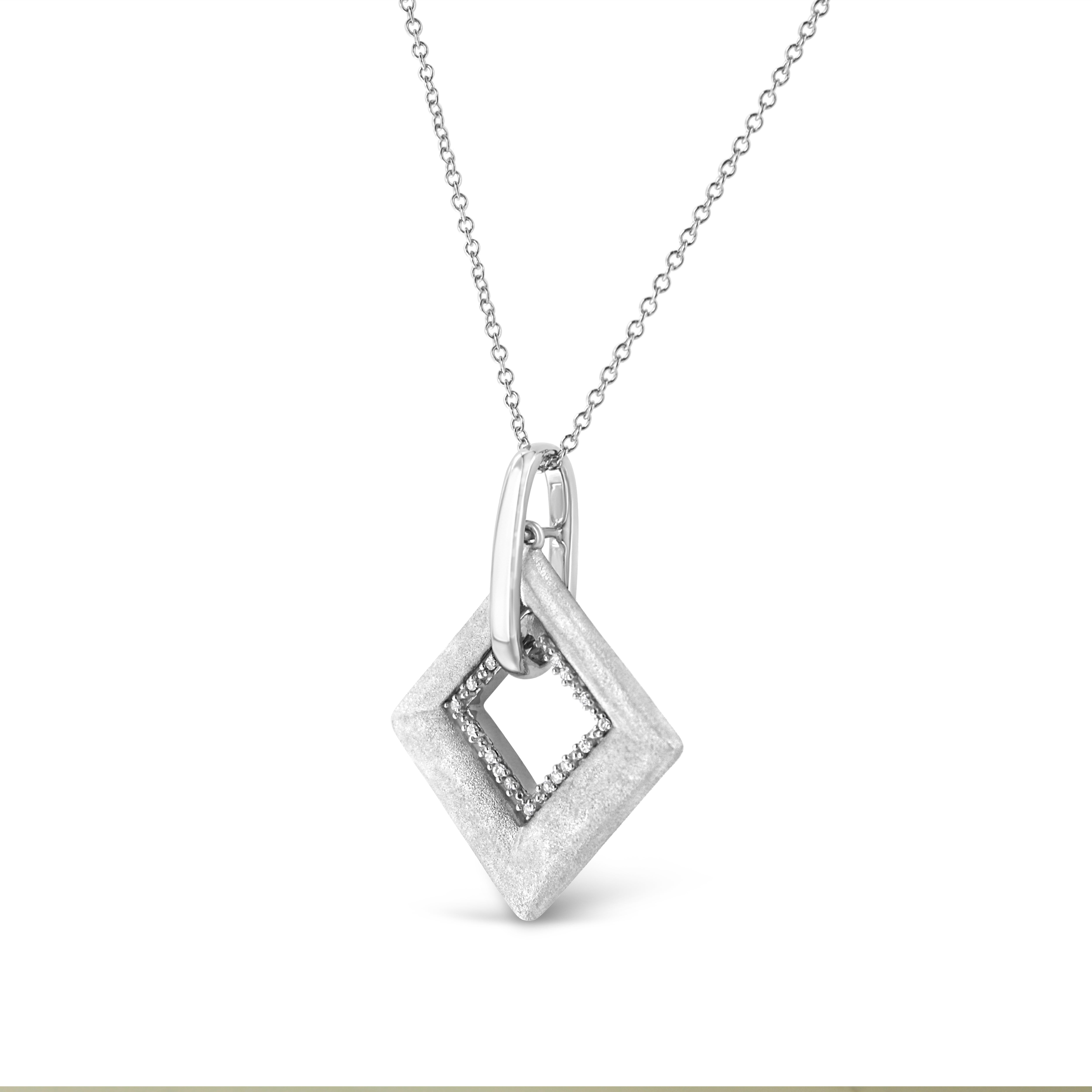 .925 Sterling Silver Pave-Set Diamond Accent Kite Shape 18" Pendant Necklace I-J Color, I1-I2 Clarity on sale at MyriadMart