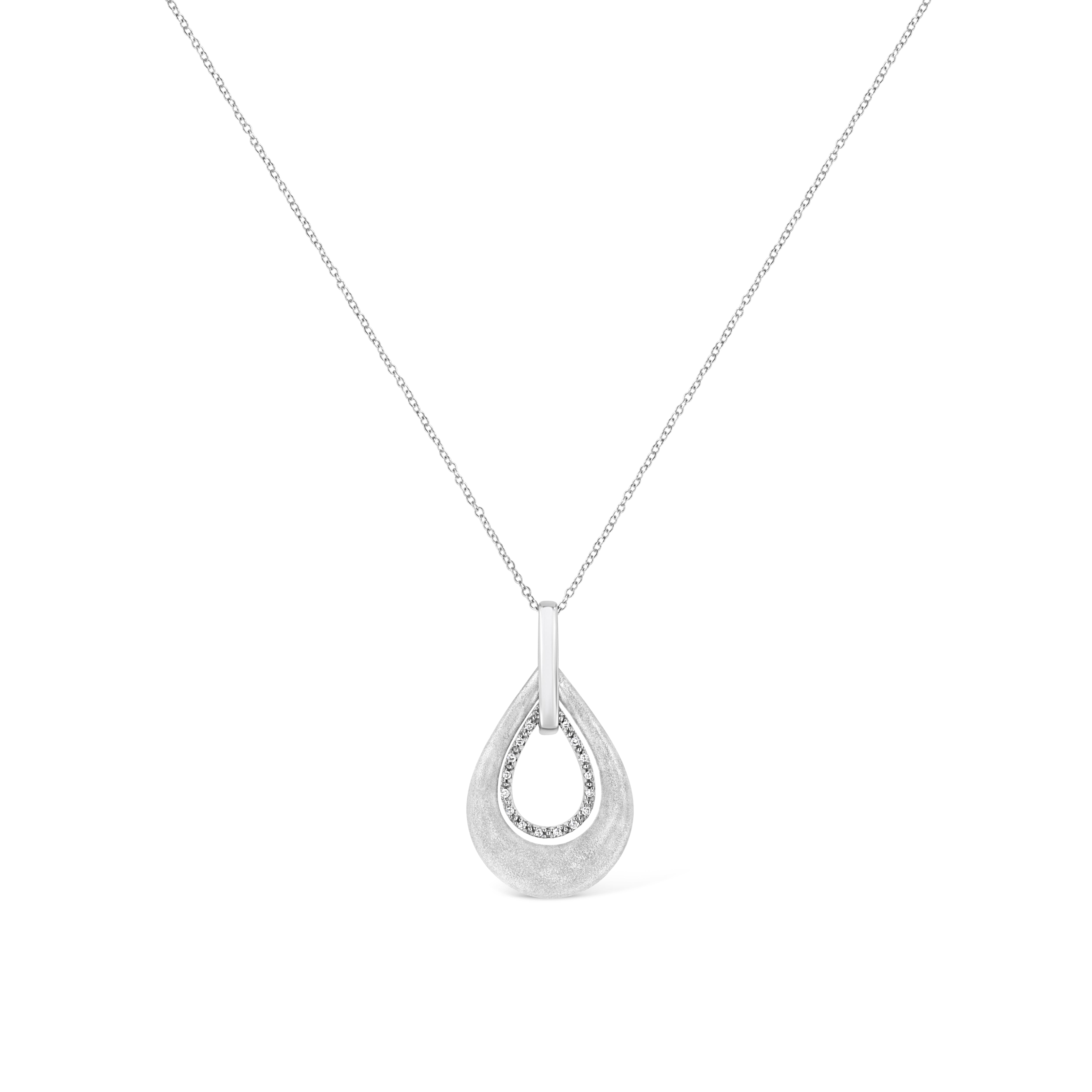.925 Sterling Silver Prong-Set Diamond Accent Fashion Double Drop Design 18" Pendant Necklace I-J Color, I1-I2 Clarity on sale at MyriadMart