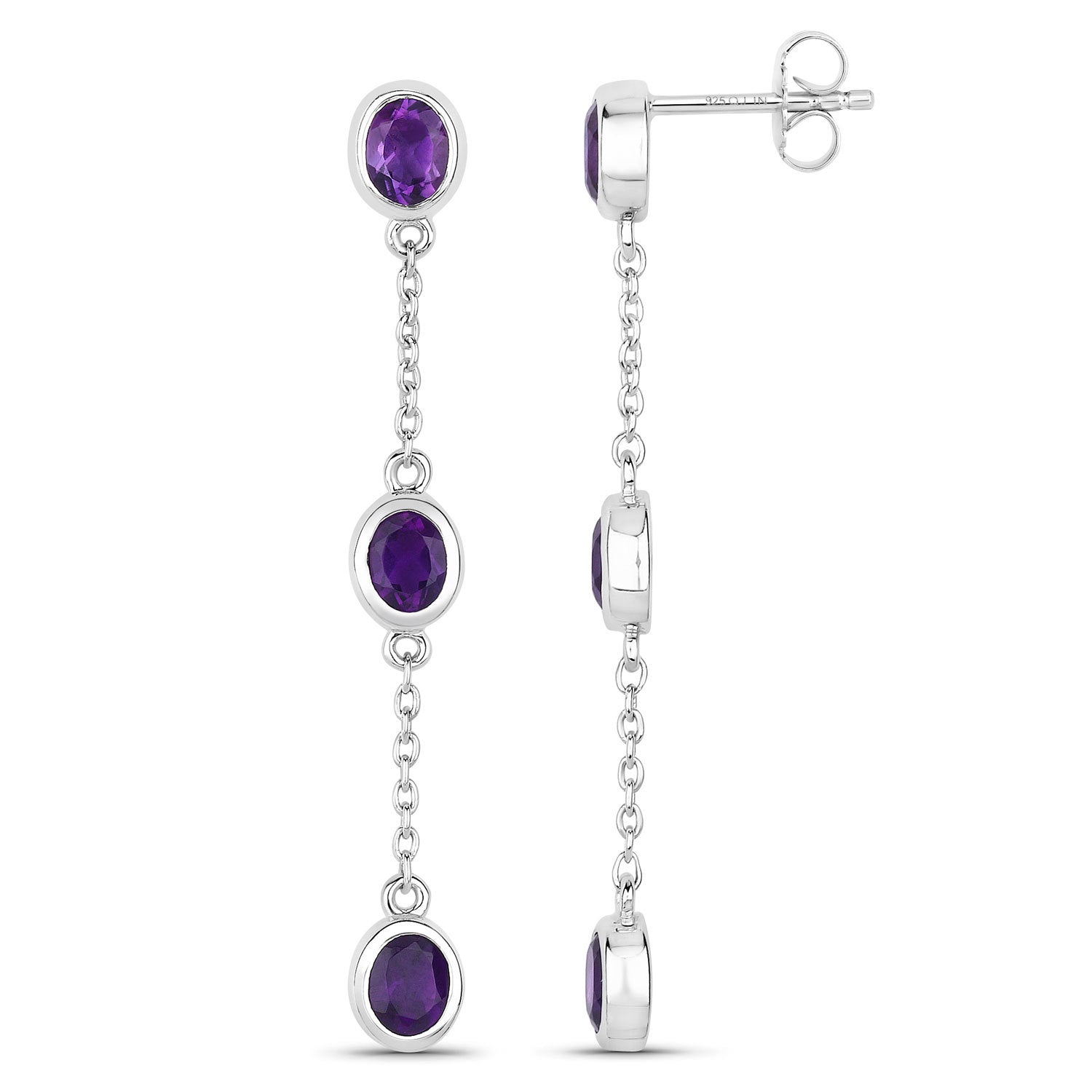 2.04 Carat Genuine Amethyst .925 Sterling Silver Earrings on sale at MyriadMart