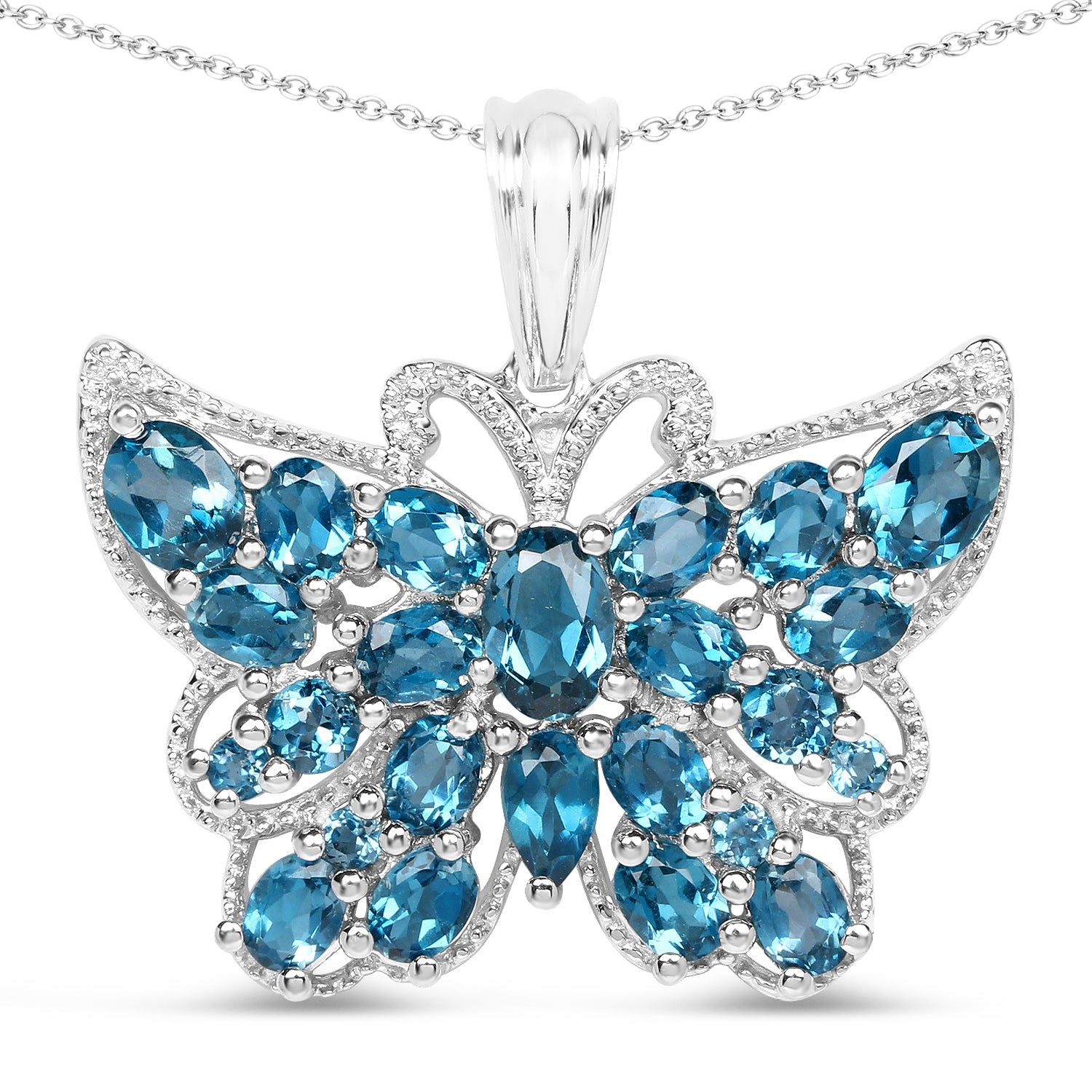 4.81 Carat Genuine London Blue Topaz .925 Sterling Silver Pendant on sale at MyriadMart