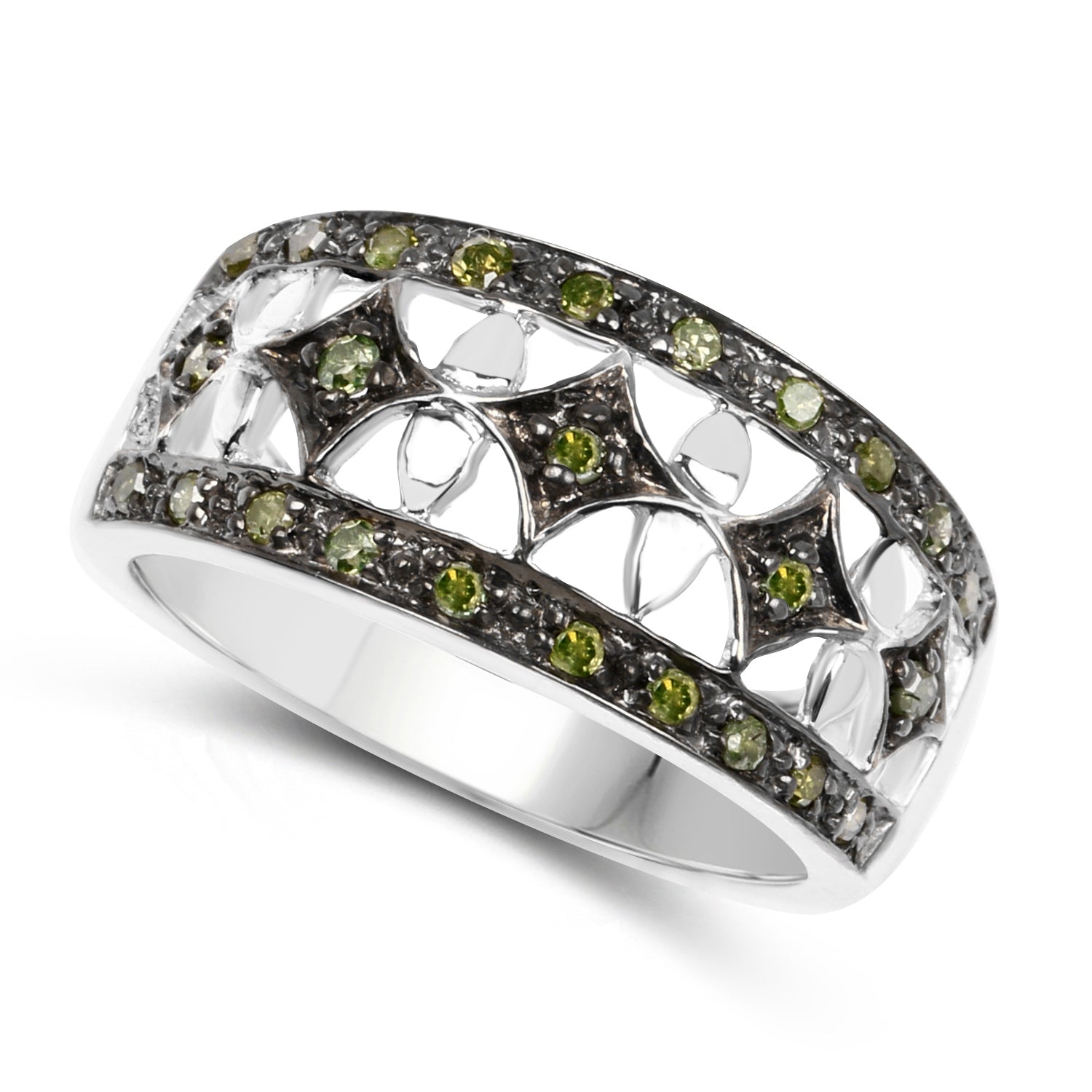 0.32 Carat Genuine Green Diamond .925 Sterling Silver Ring on sale at MyriadMart