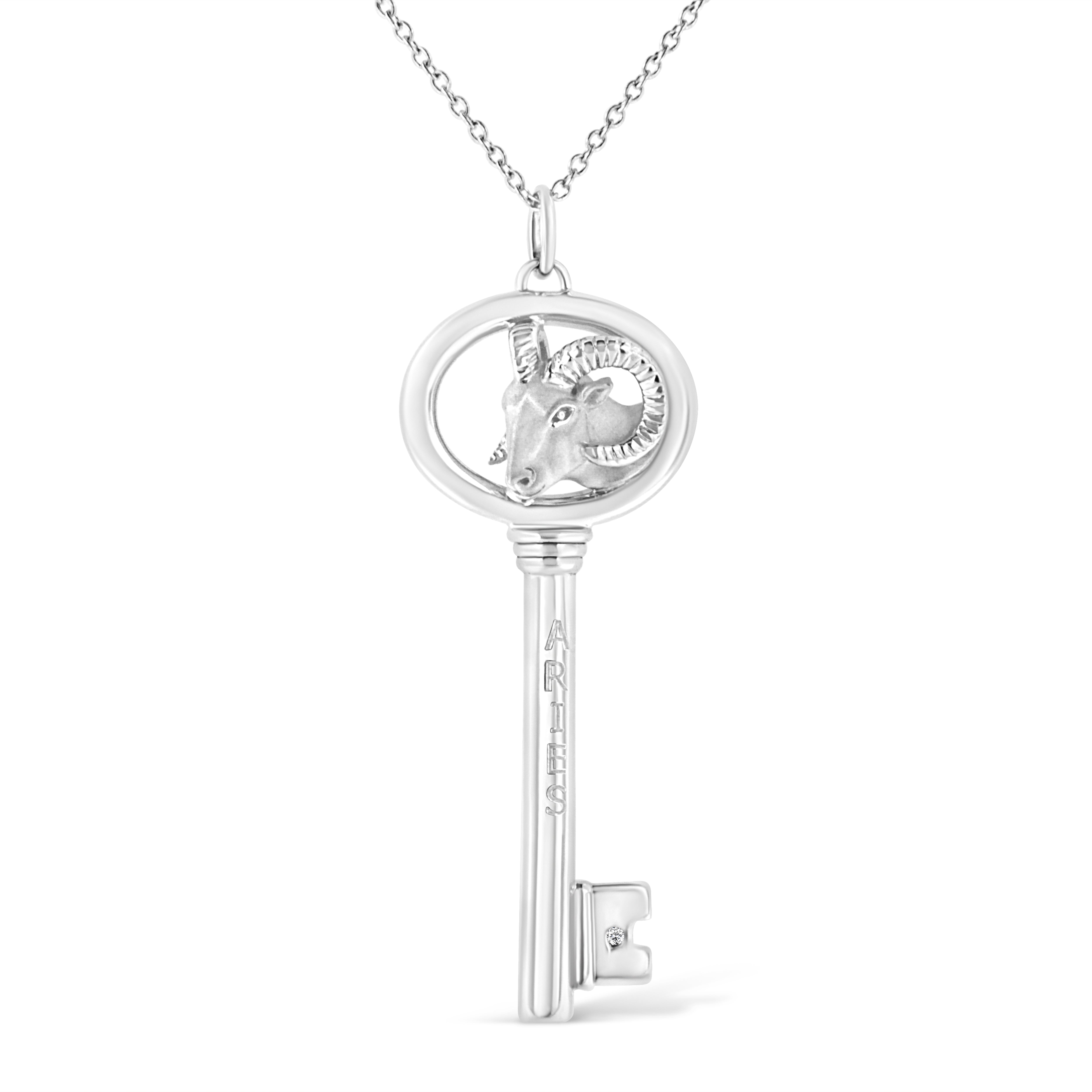 .925 Sterling Silver Diamond Accent Virgo Zodiac Key 18" Pendant Necklace K-L Color, I1-I2 Clarity on sale at MyriadMart