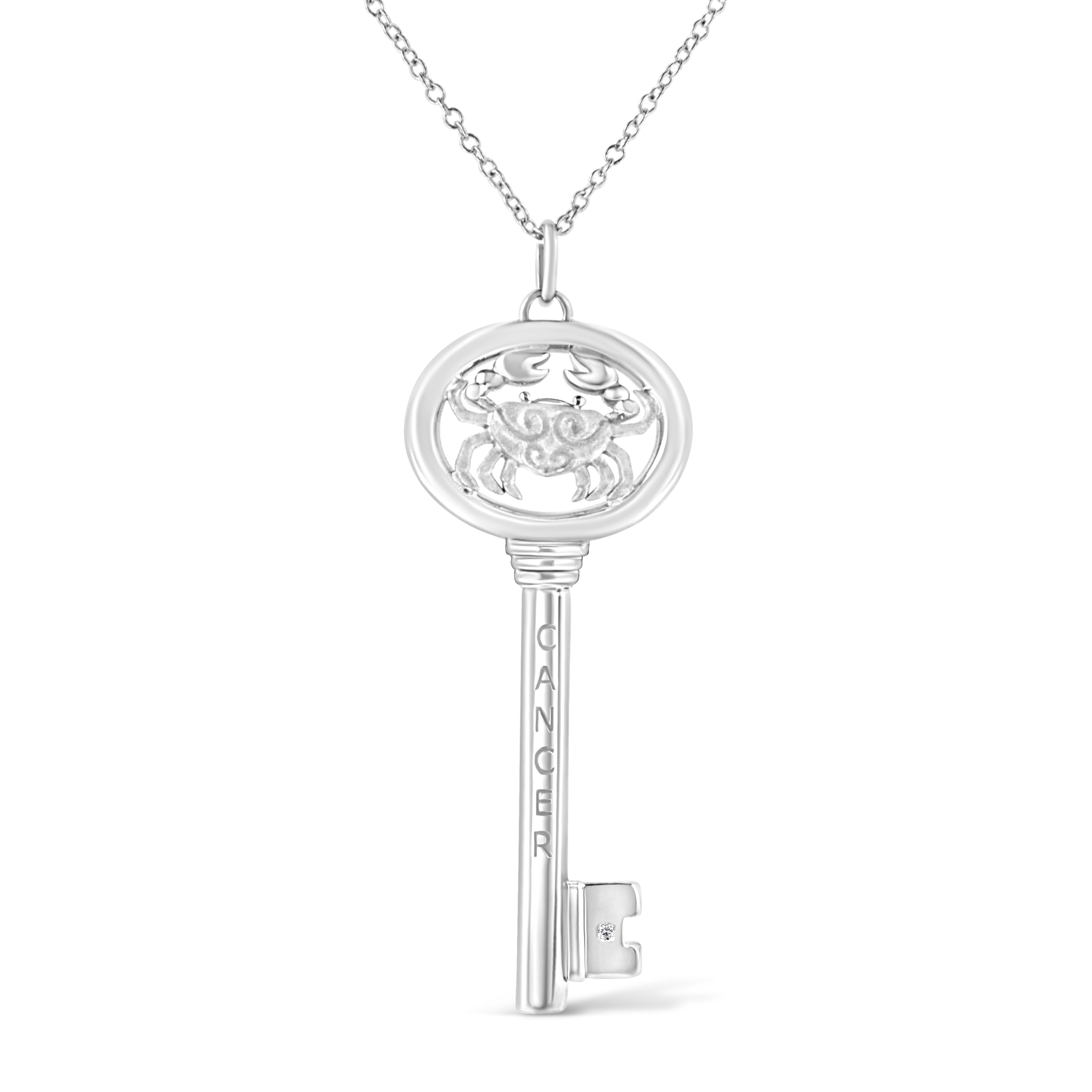 .925 Sterling Silver Diamond Accent Virgo Zodiac Key 18" Pendant Necklace K-L Color, I1-I2 Clarity on sale at MyriadMart