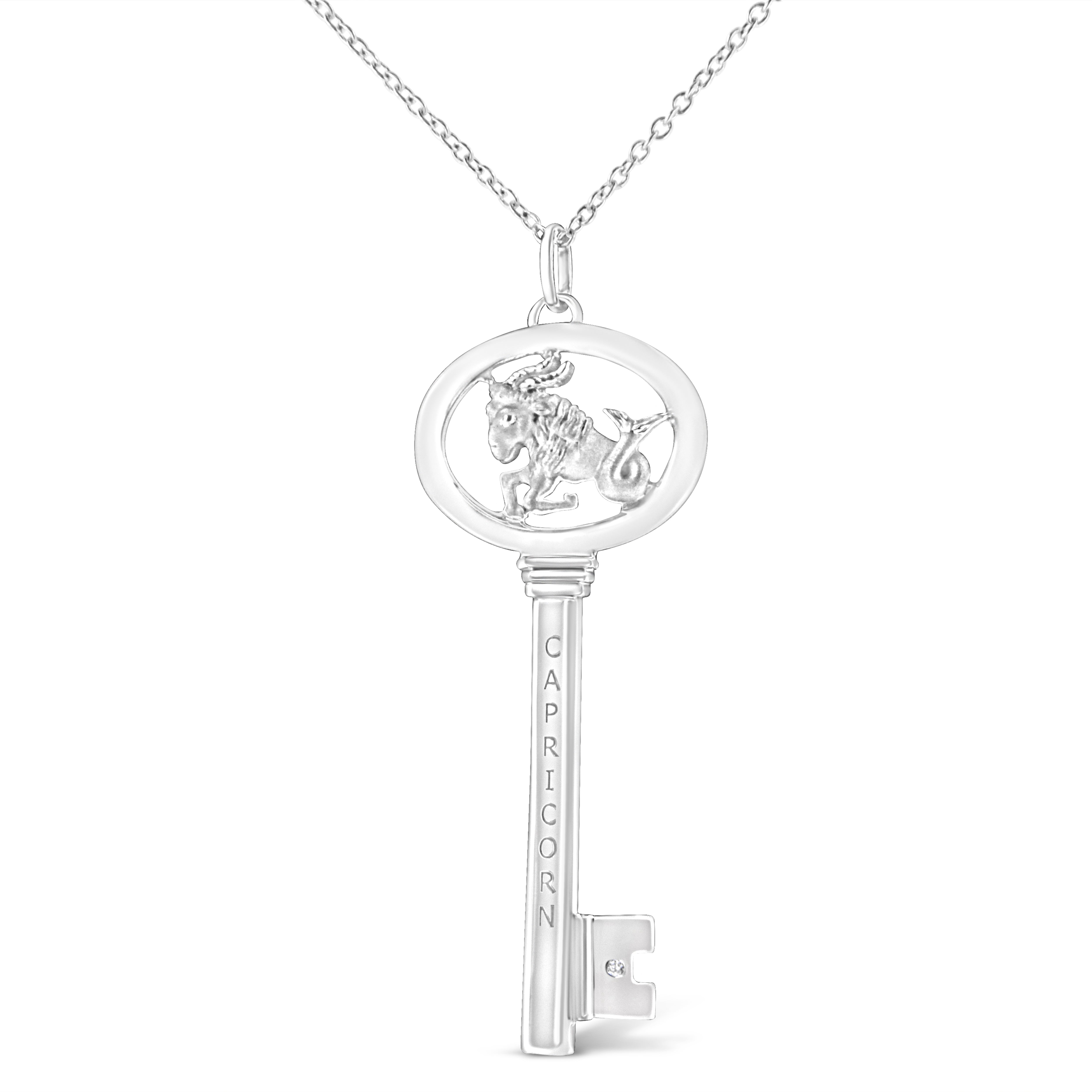 .925 Sterling Silver Diamond Accent Virgo Zodiac Key 18" Pendant Necklace K-L Color, I1-I2 Clarity on sale at MyriadMart