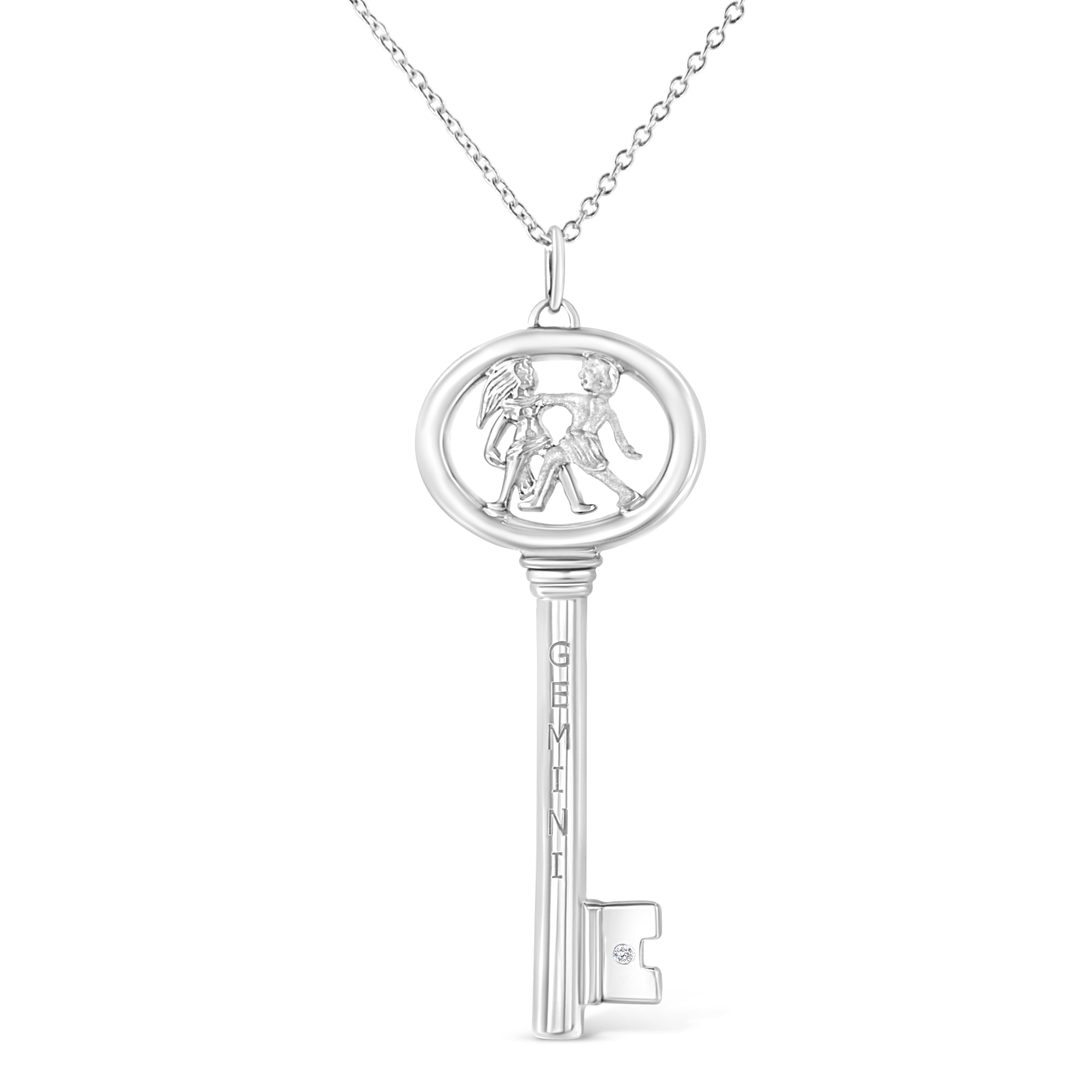 .925 Sterling Silver Diamond Accent Virgo Zodiac Key 18" Pendant Necklace K-L Color, I1-I2 Clarity on sale at MyriadMart
