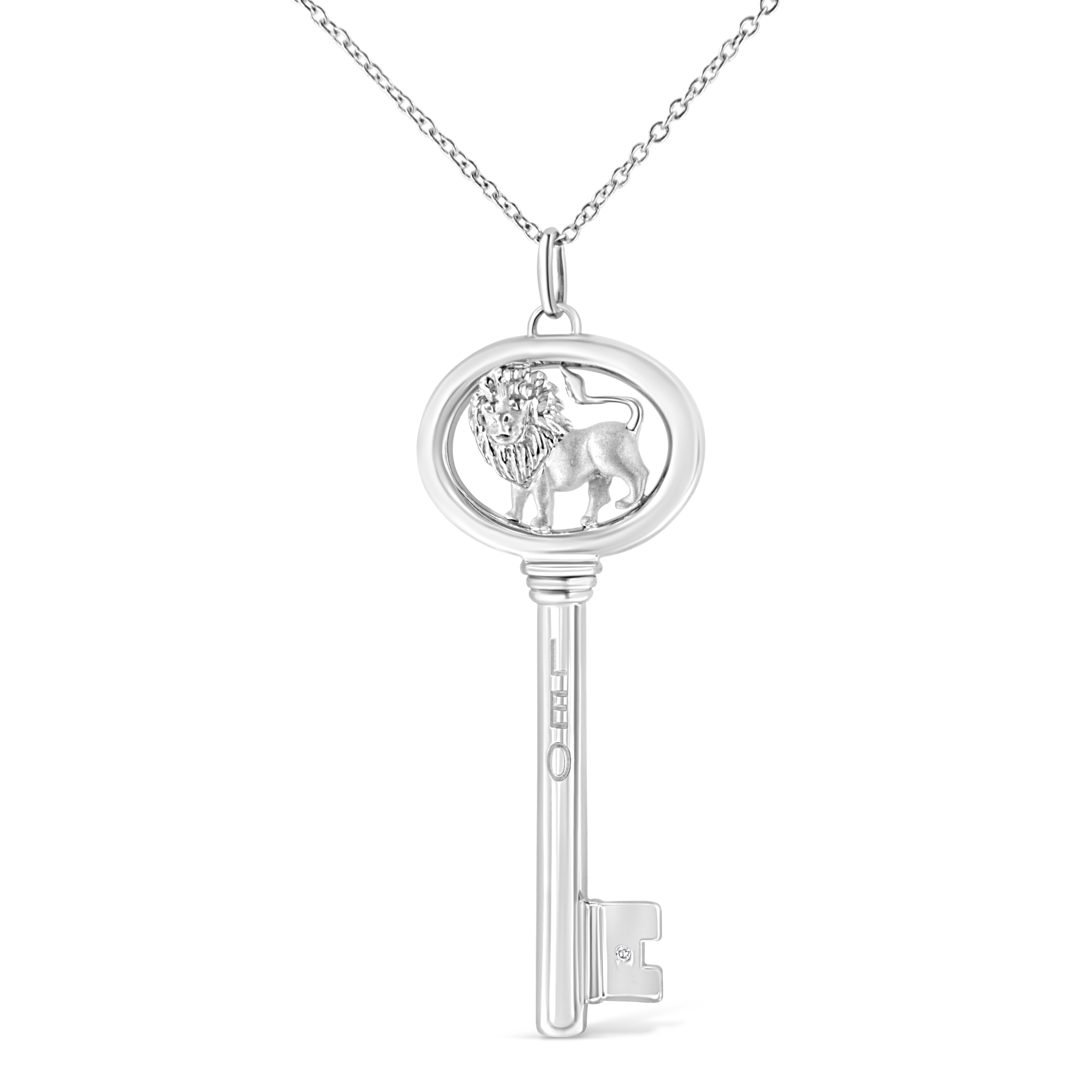 .925 Sterling Silver Diamond Accent Virgo Zodiac Key 18" Pendant Necklace K-L Color, I1-I2 Clarity on sale at MyriadMart