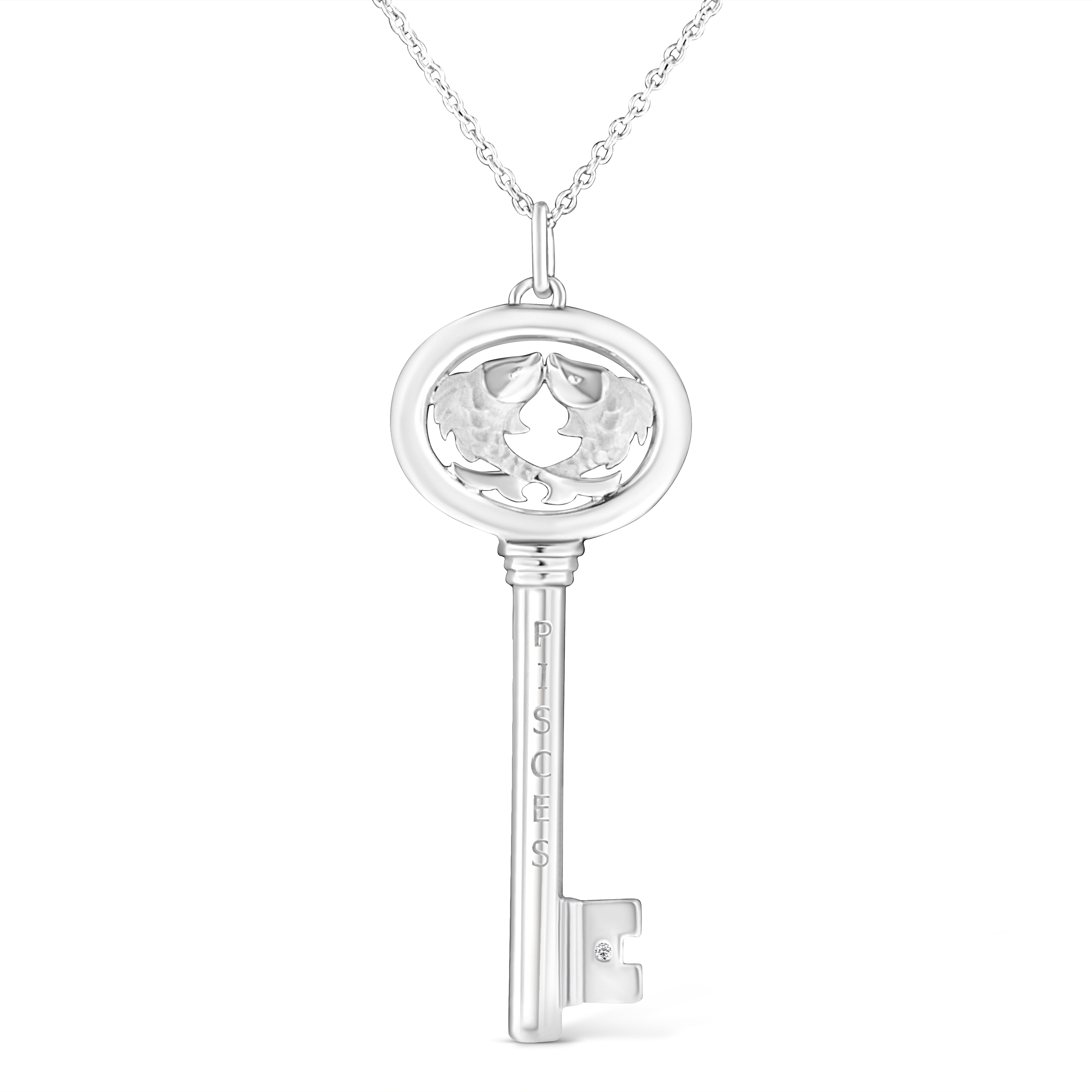 .925 Sterling Silver Diamond Accent Virgo Zodiac Key 18" Pendant Necklace K-L Color, I1-I2 Clarity on sale at MyriadMart