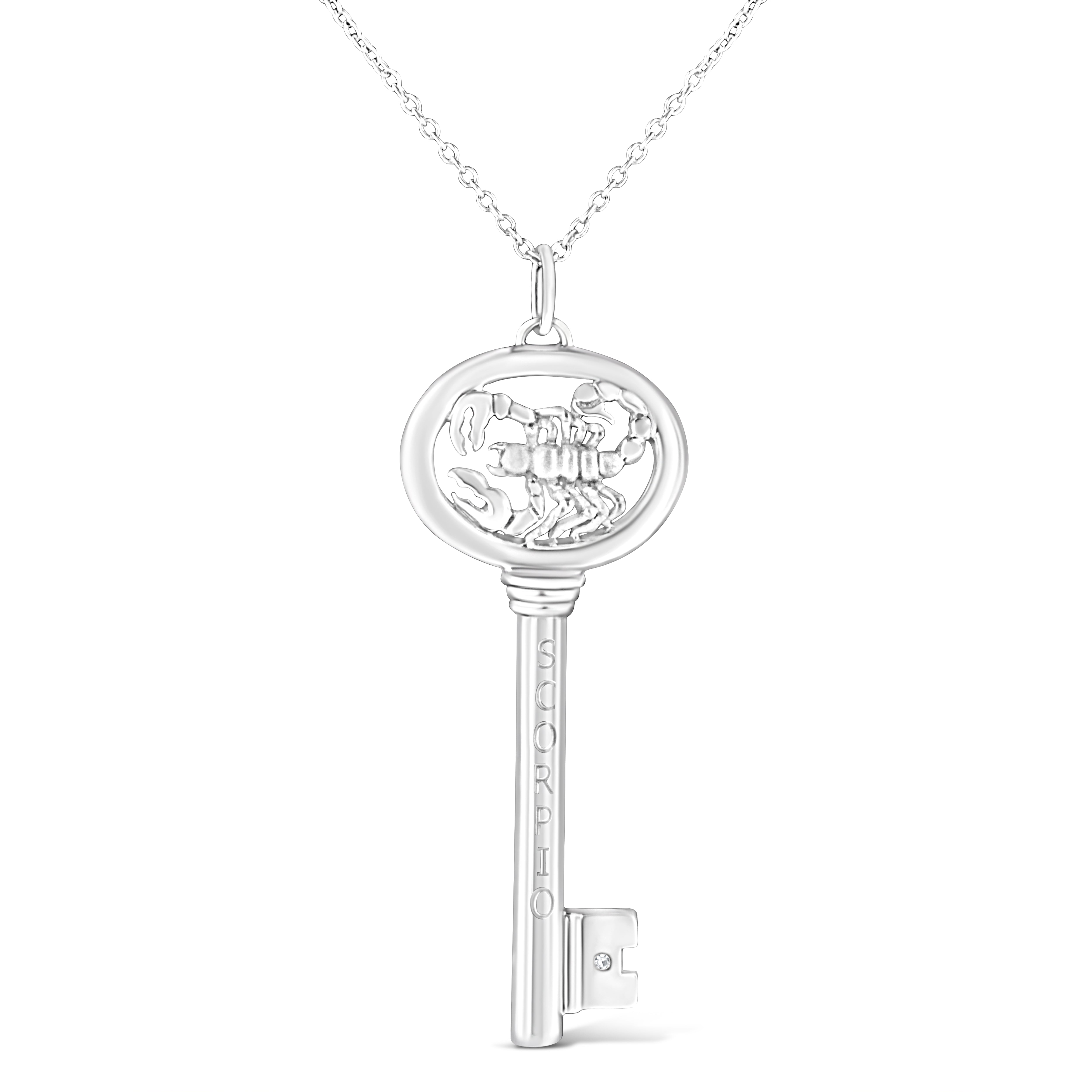 .925 Sterling Silver Diamond Accent Virgo Zodiac Key 18" Pendant Necklace K-L Color, I1-I2 Clarity on sale at MyriadMart