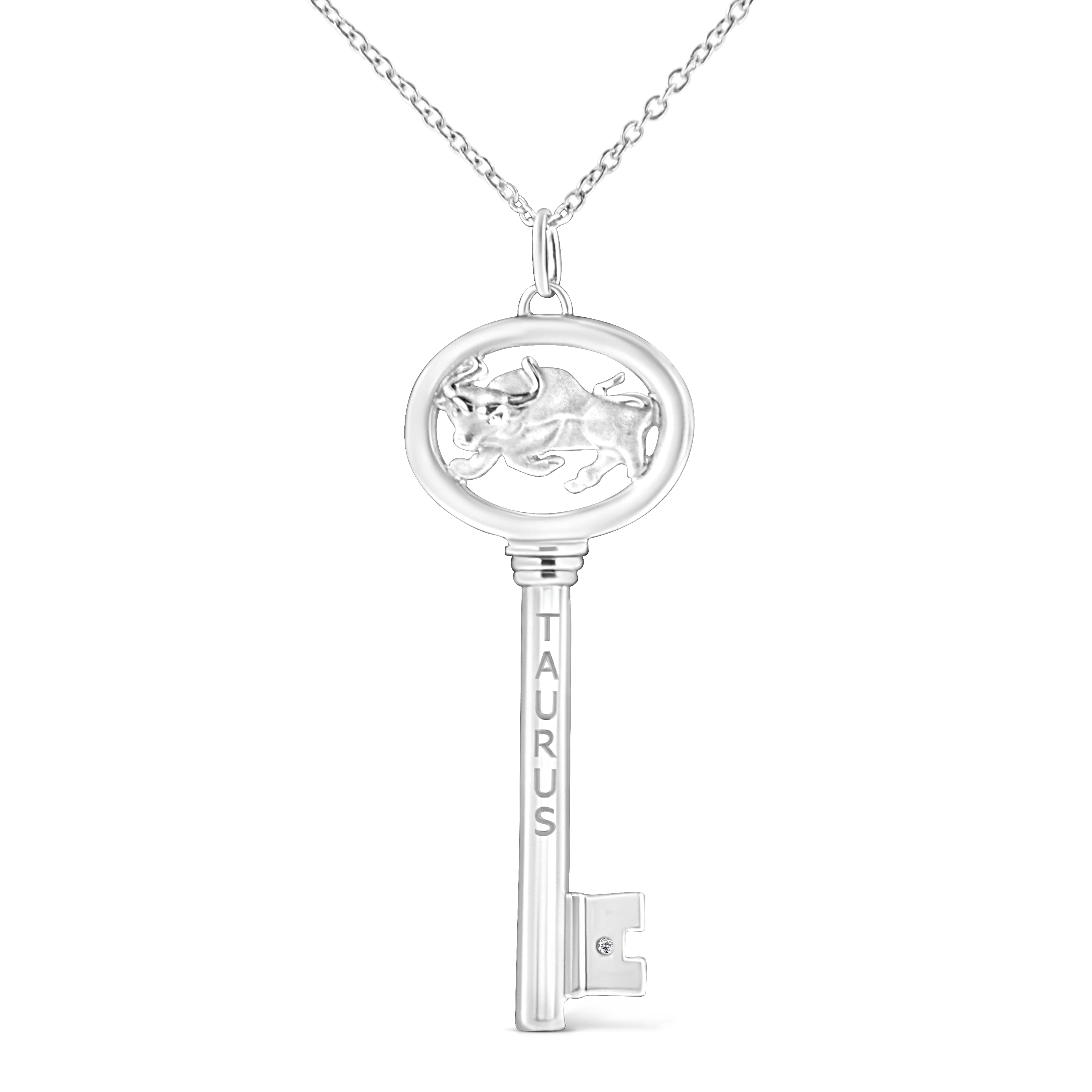 .925 Sterling Silver Diamond Accent Virgo Zodiac Key 18" Pendant Necklace K-L Color, I1-I2 Clarity on sale at MyriadMart