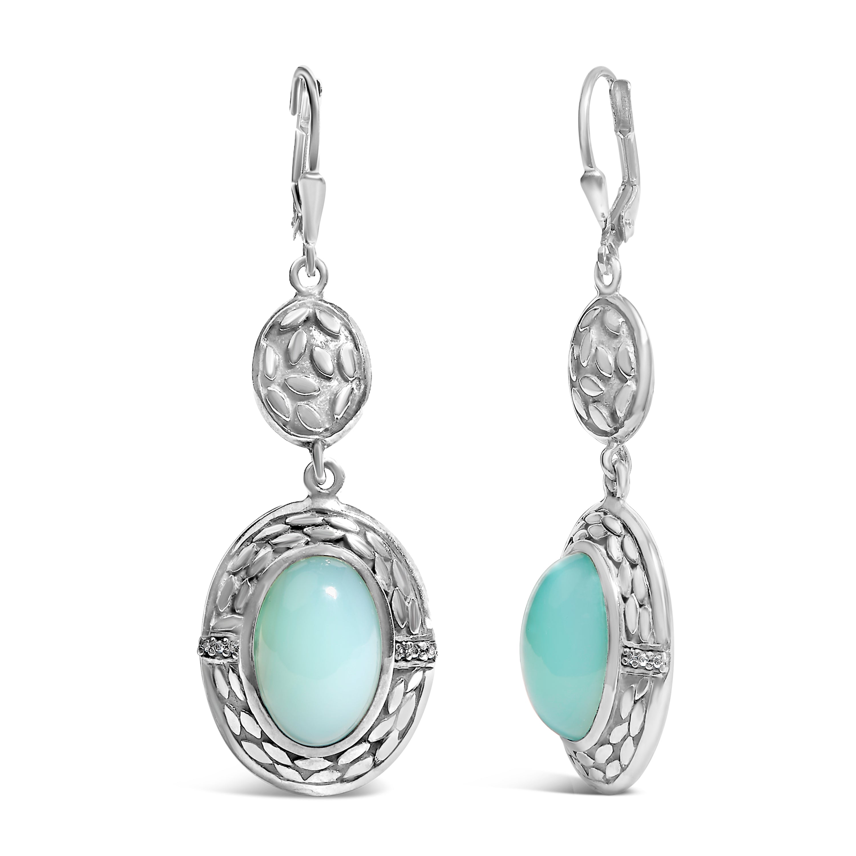 .925 Sterling Silver Chalcedony Diamond Accent Drop and Dangle Earring K-L Color, I1-I2 Clarity on sale at MyriadMart