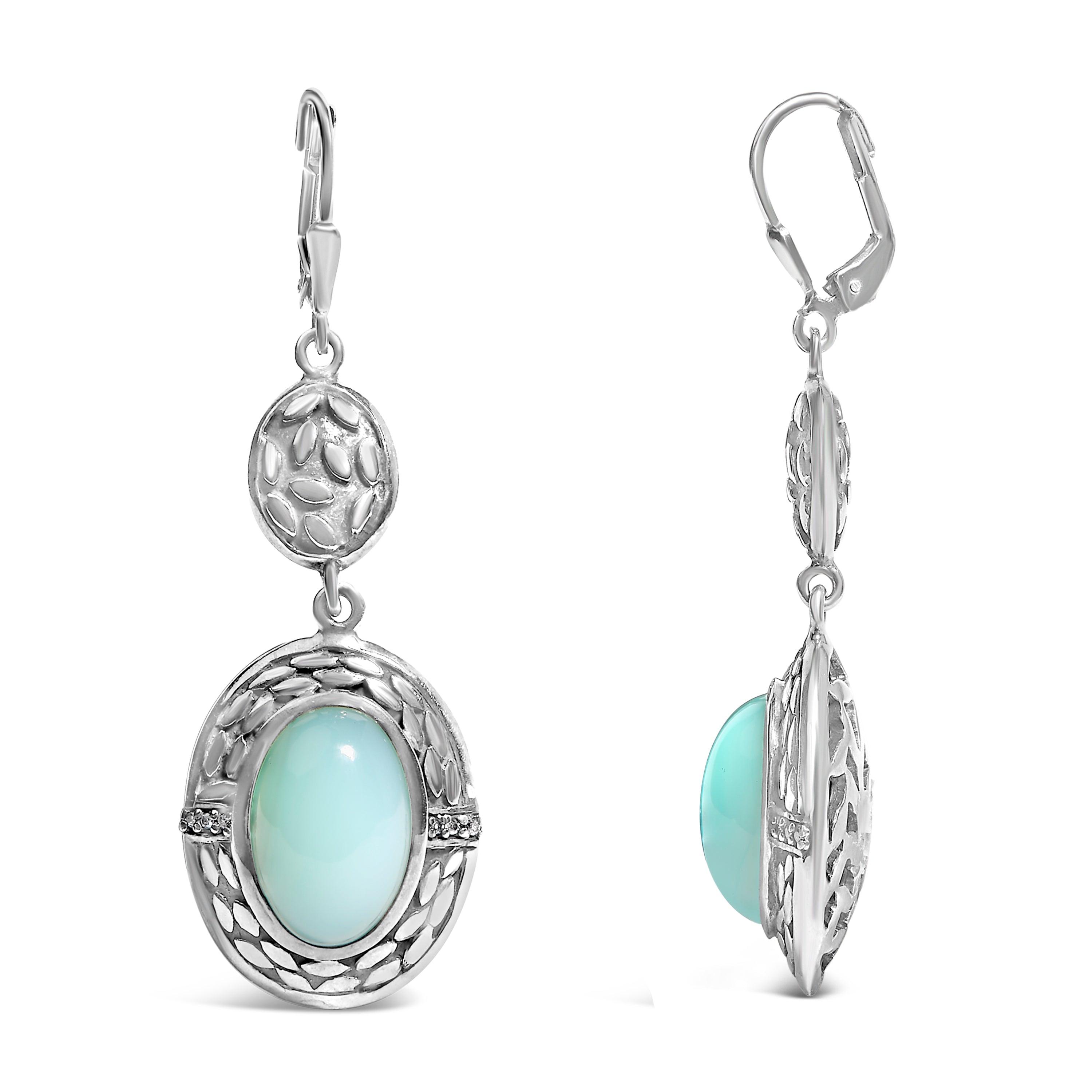 .925 Sterling Silver Chalcedony Diamond Accent Drop and Dangle Earring K-L Color, I1-I2 Clarity on sale at MyriadMart