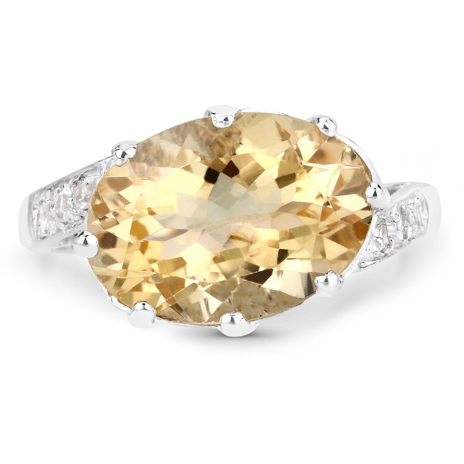 4.63 Carat Genuine Citrine and White Topaz .925 Sterling Silver Ring on sale at MyriadMart