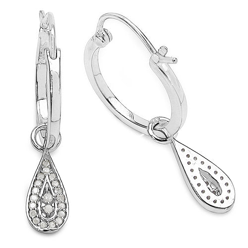 0.28 Carat Genuine White Diamond .925 Sterling Silver Earrings on sale at MyriadMart