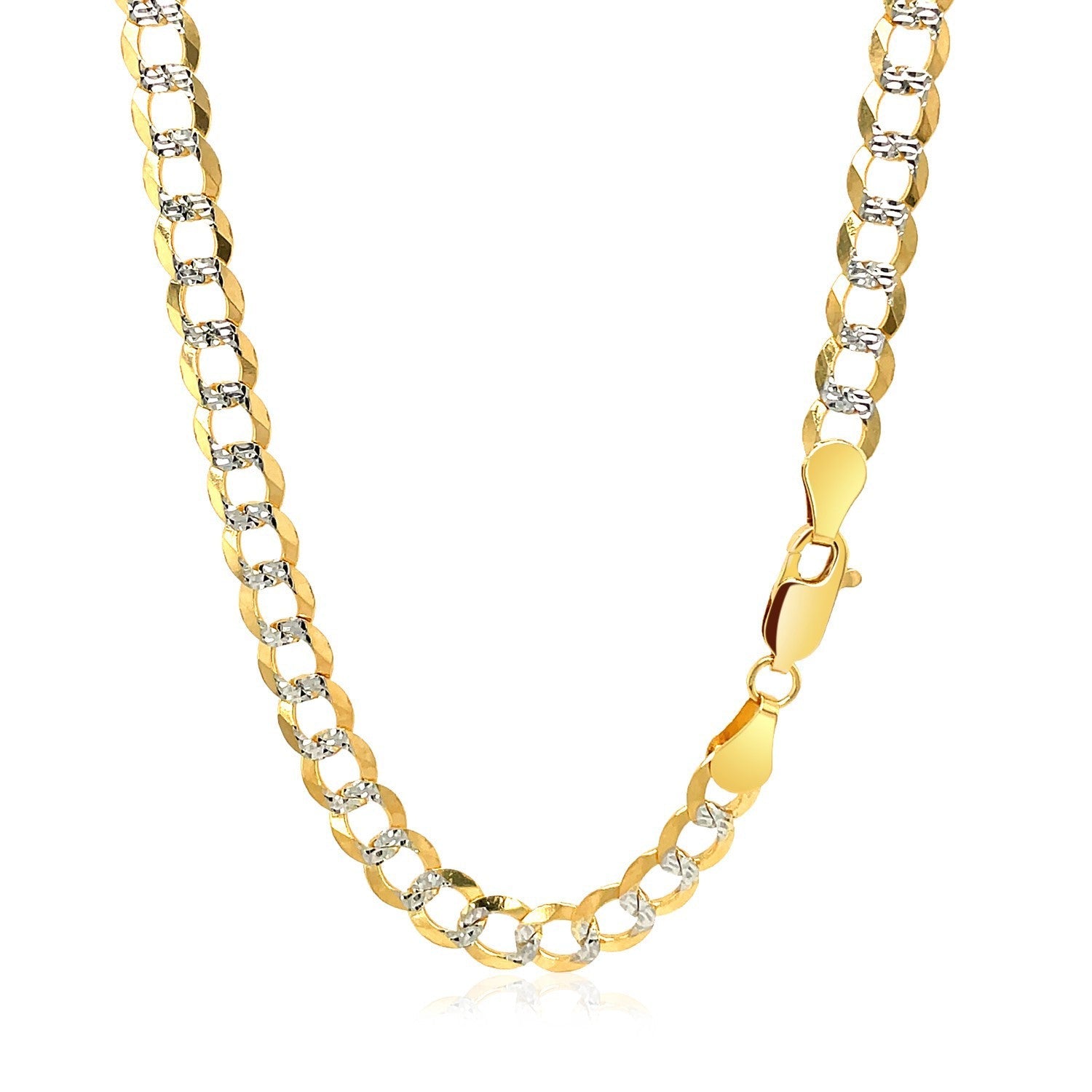 5.7mm 14k Two Tone Gold Pave Curb Chain on sale at MyriadMart