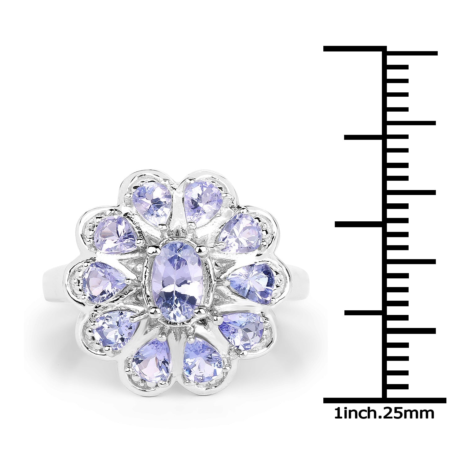 1.84 Carat Genuine Tanzanite .925 Sterling Silver Ring on sale at MyriadMart