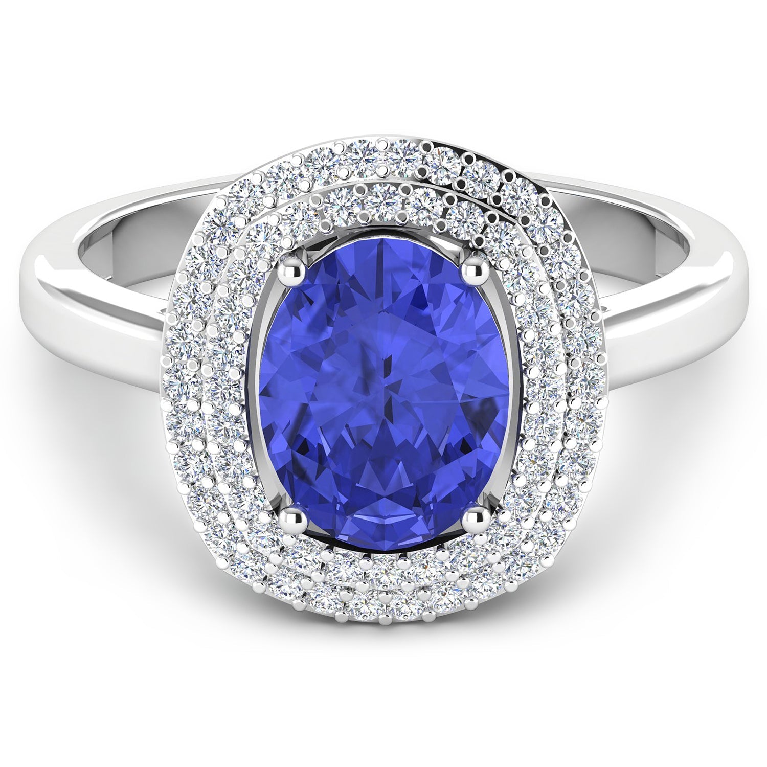 2.02 Carat Genuine Tanzanite and White Diamond 14K White Gold Ring on sale at MyriadMart