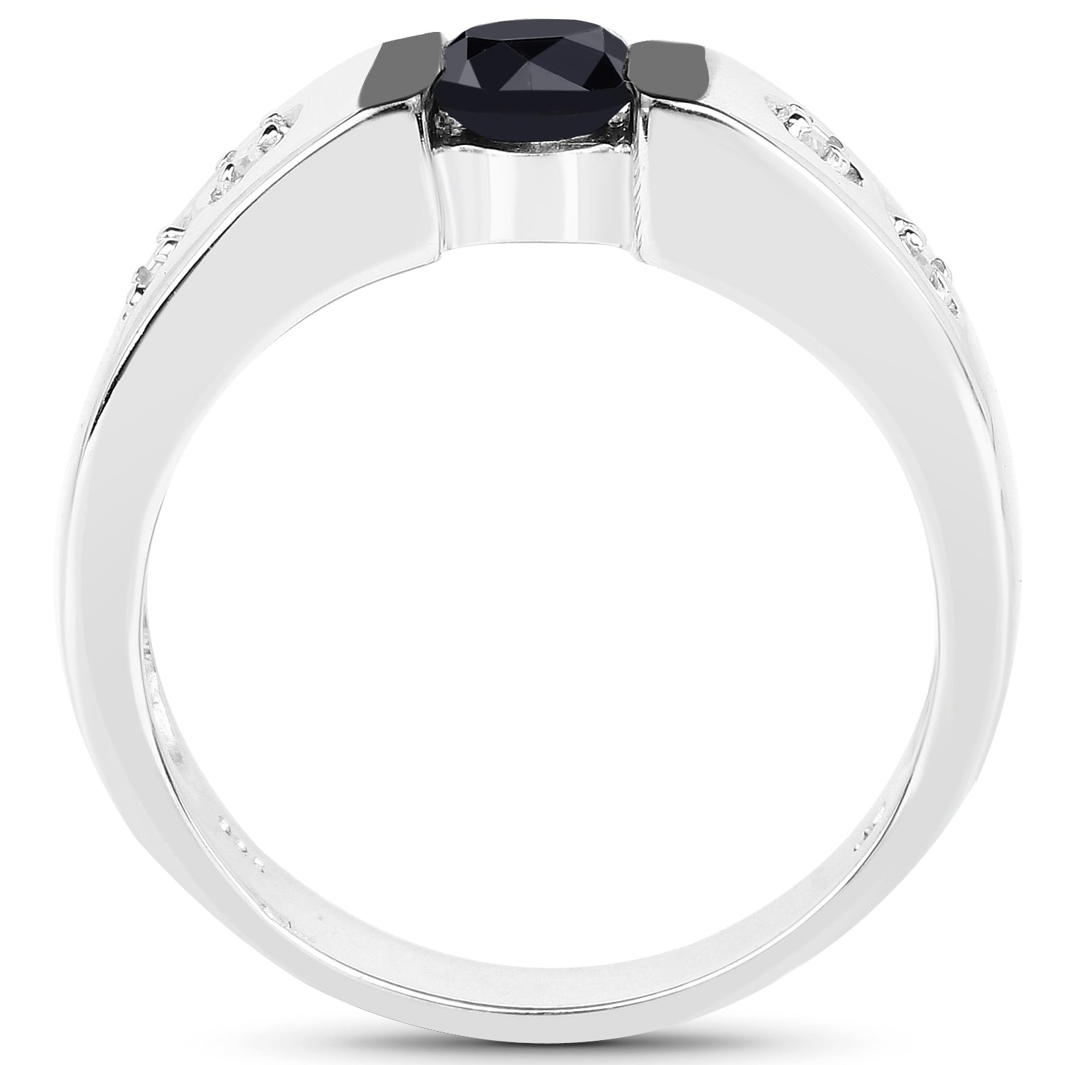 0.56 Carat Genuine Black Diamond and White Diamond .925 Sterling Silver Ring on sale at MyriadMart