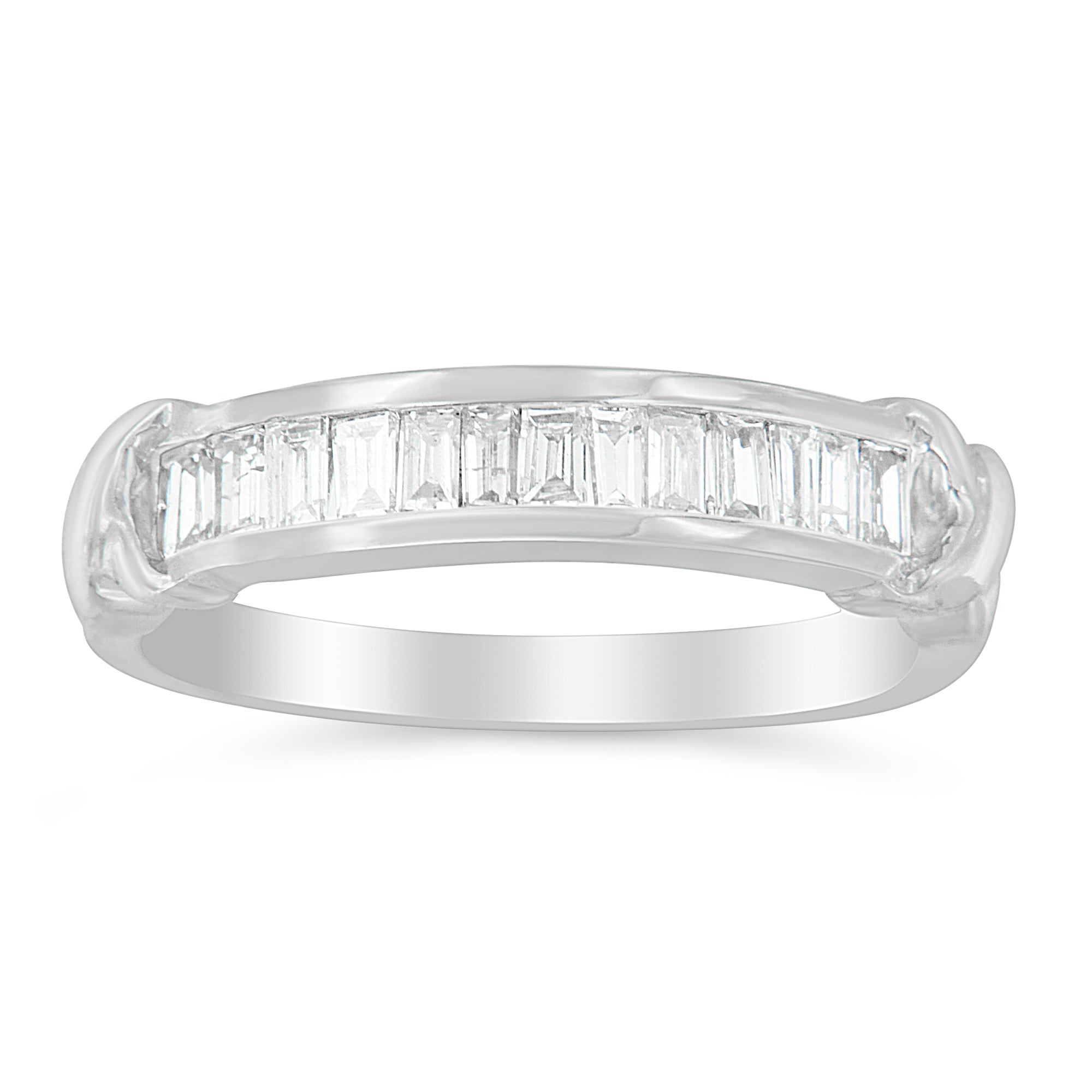 .925 Sterling Silver 1/2 Cttw Baguette Cut Diamond Channel Set X-Station Wedding Ring H-I Color, I1-I2 Clarity - Size 6-1/2 on sale at MyriadMart