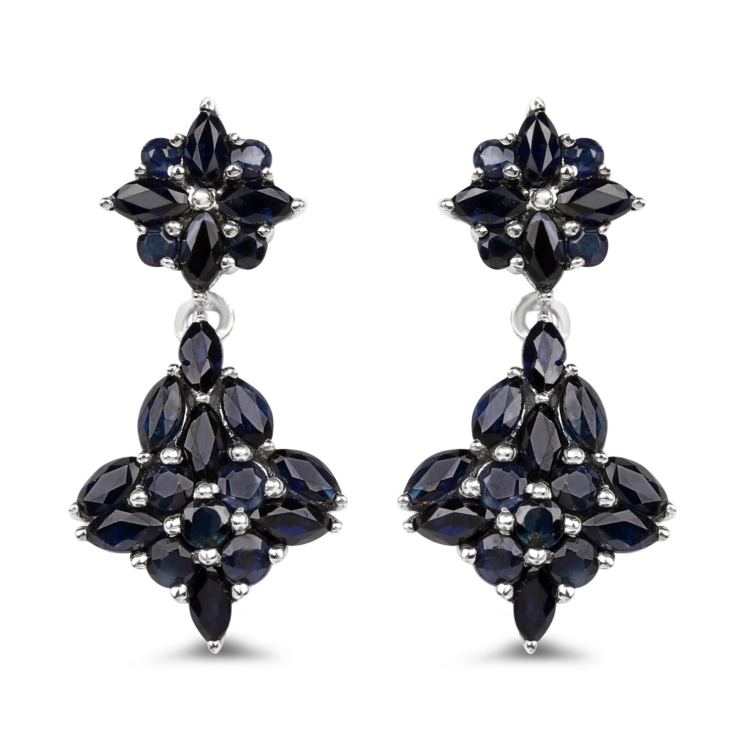 3.33 Carat Genuine Blue Sapphire .925 Sterling Silver Earrings on sale at MyriadMart