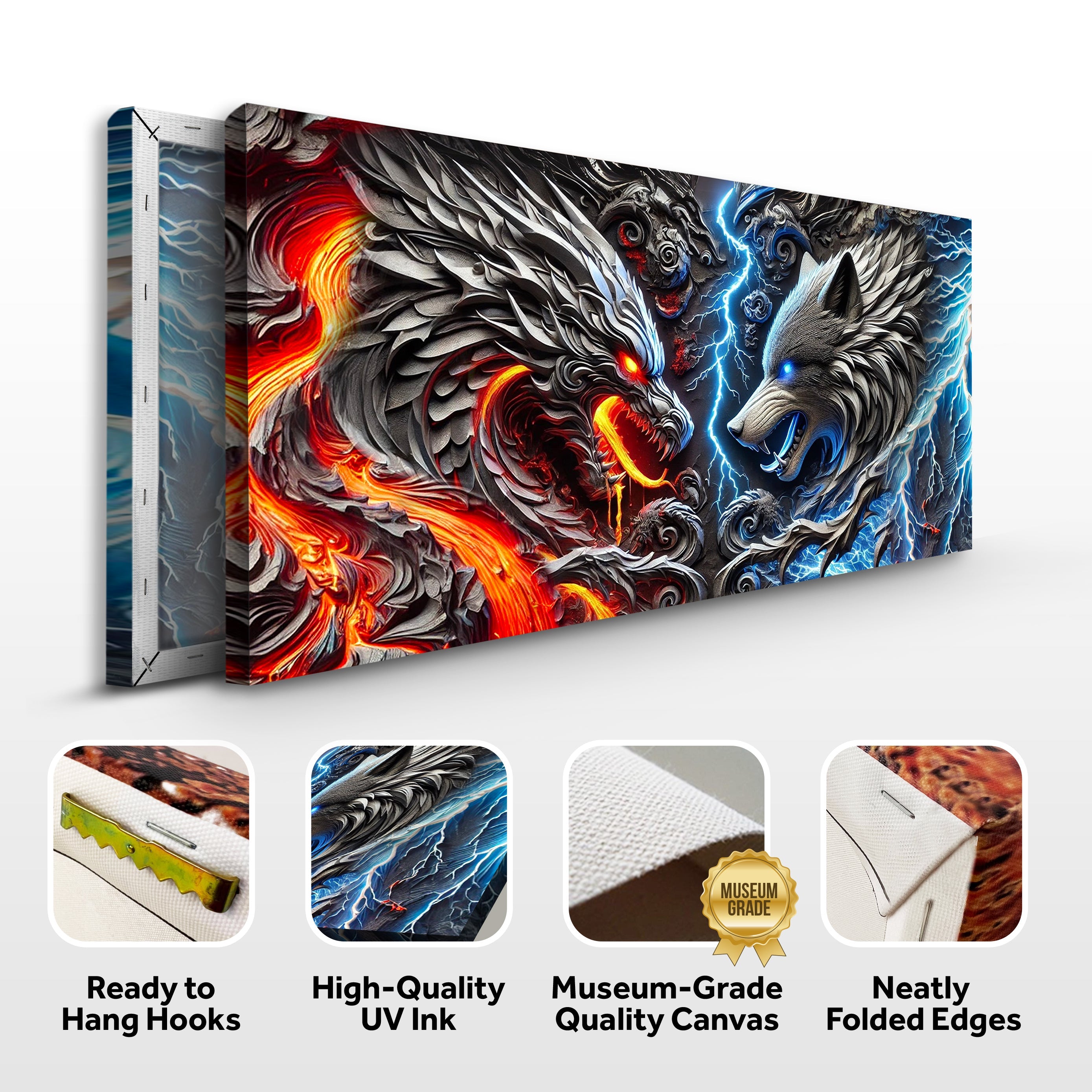3D Dragon and Wolf Wall Art IV on sale at MyriadMart