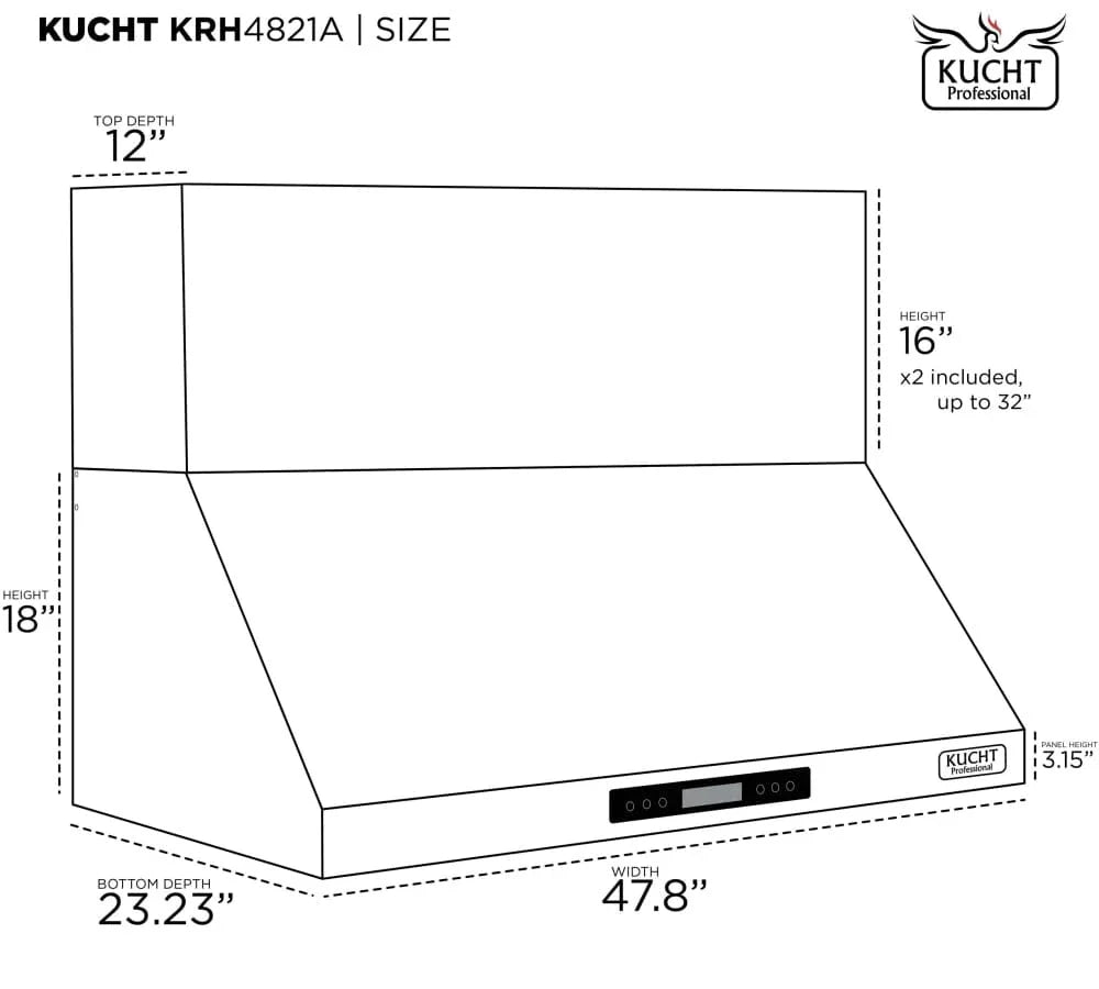 Kucht Gemstone™ 48" Wall Mount Range Hood KRH483A-C on sale at MyriadMart