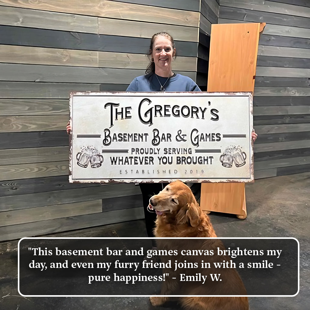 Personalized Basement Bar Sign: Rustic Modern Decor for Your Home Bar – Perfect Last Minute Anniversary Gift for Him on sale at MyriadMart