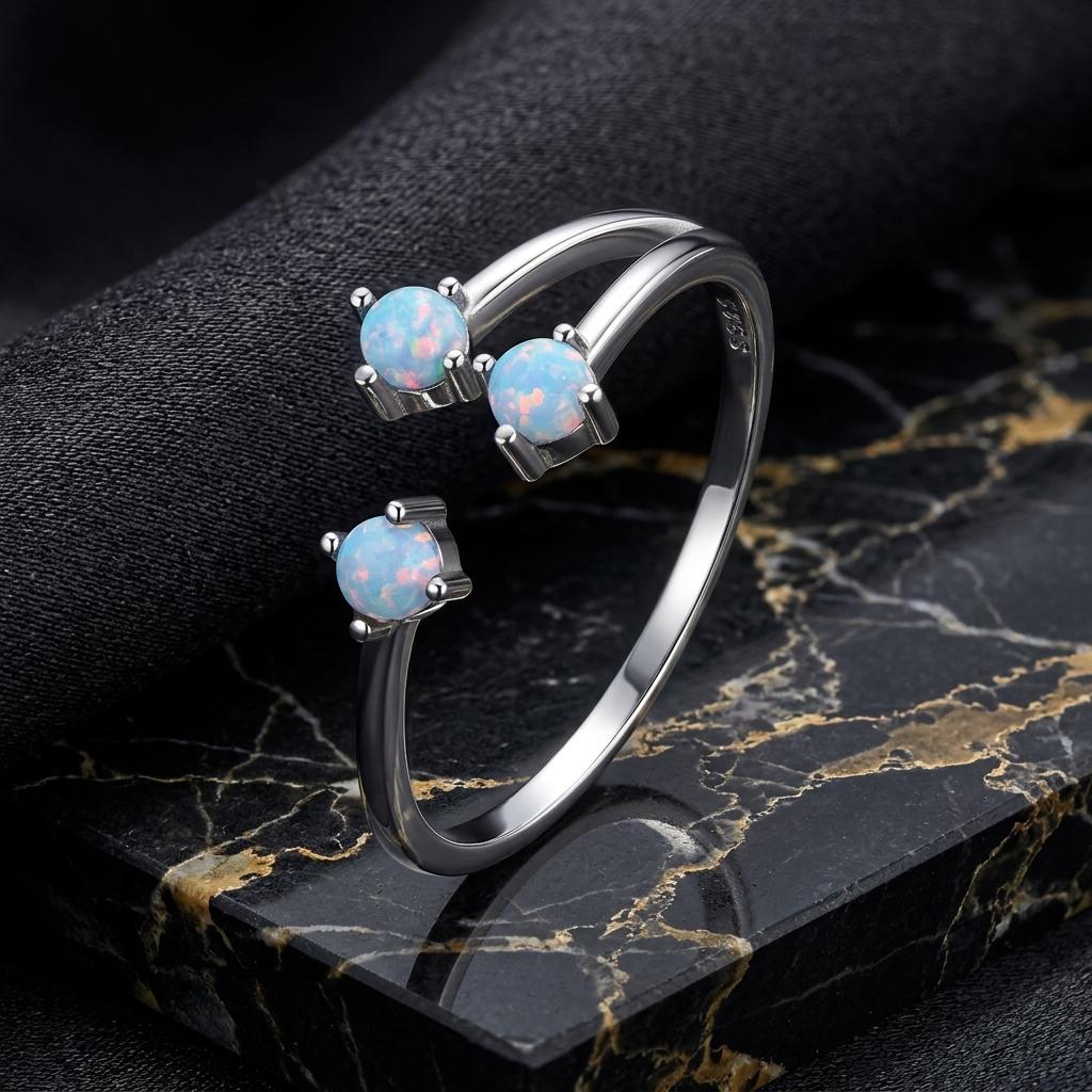 925 Sterling Silver Translucent Opal Ring for Women on sale at MyriadMart