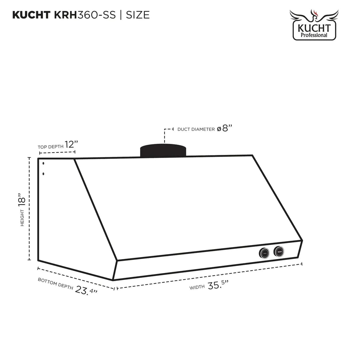 Kucht 36" Ducted Under Cabinet Range Hood Stainless Steel with Digital Controls KRH360-SS on sale at MyriadMart