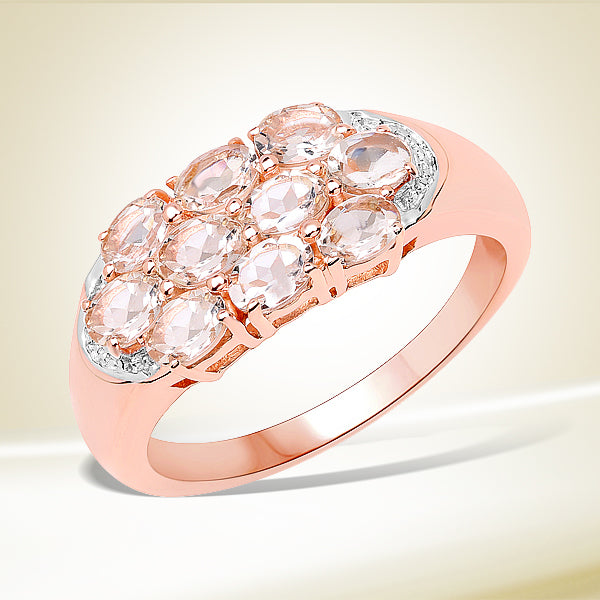 1.50 Carat Genuine Morganite .925 Sterling Silver Ring on sale at MyriadMart