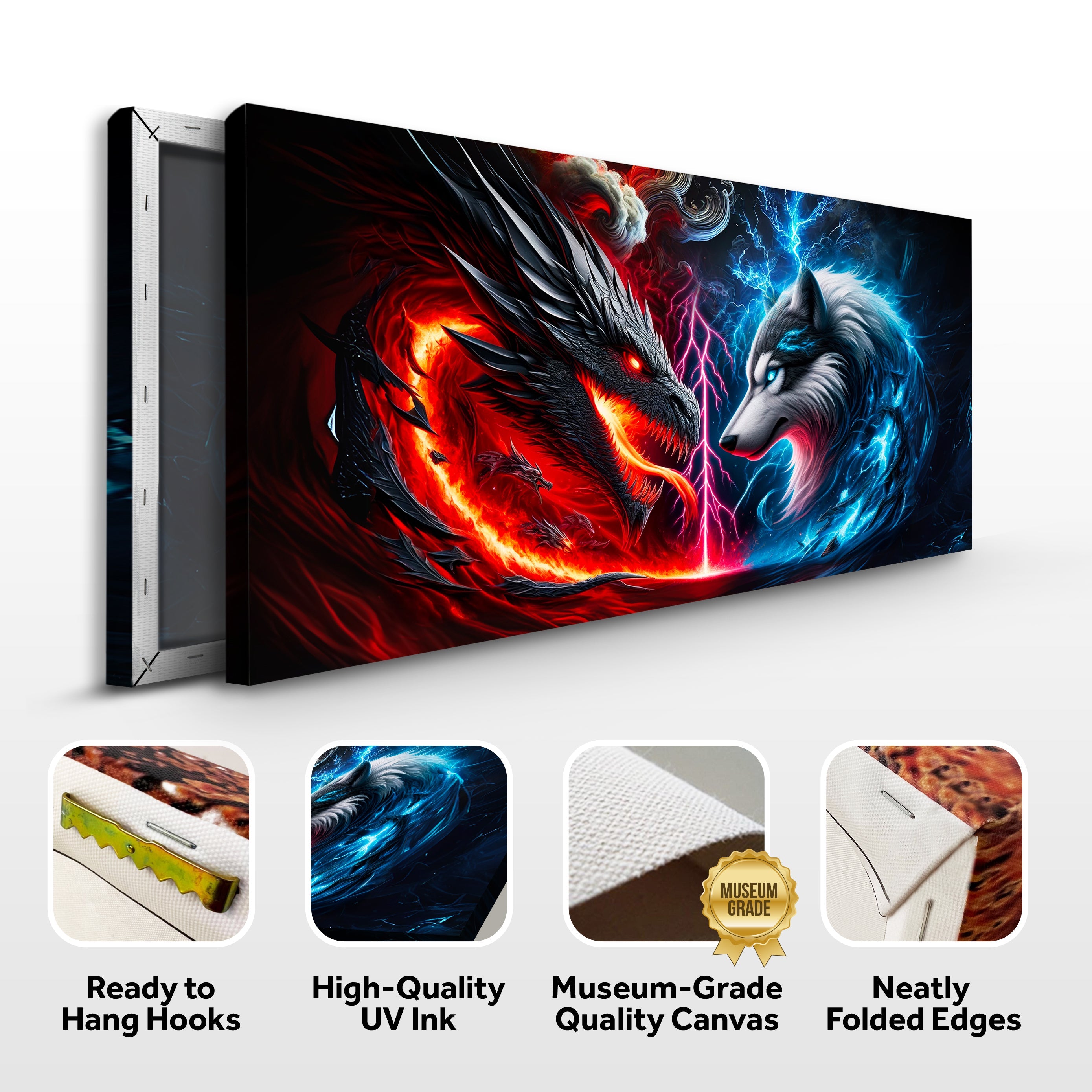 3D Dragon and Wolf Wall Art VI on sale at MyriadMart