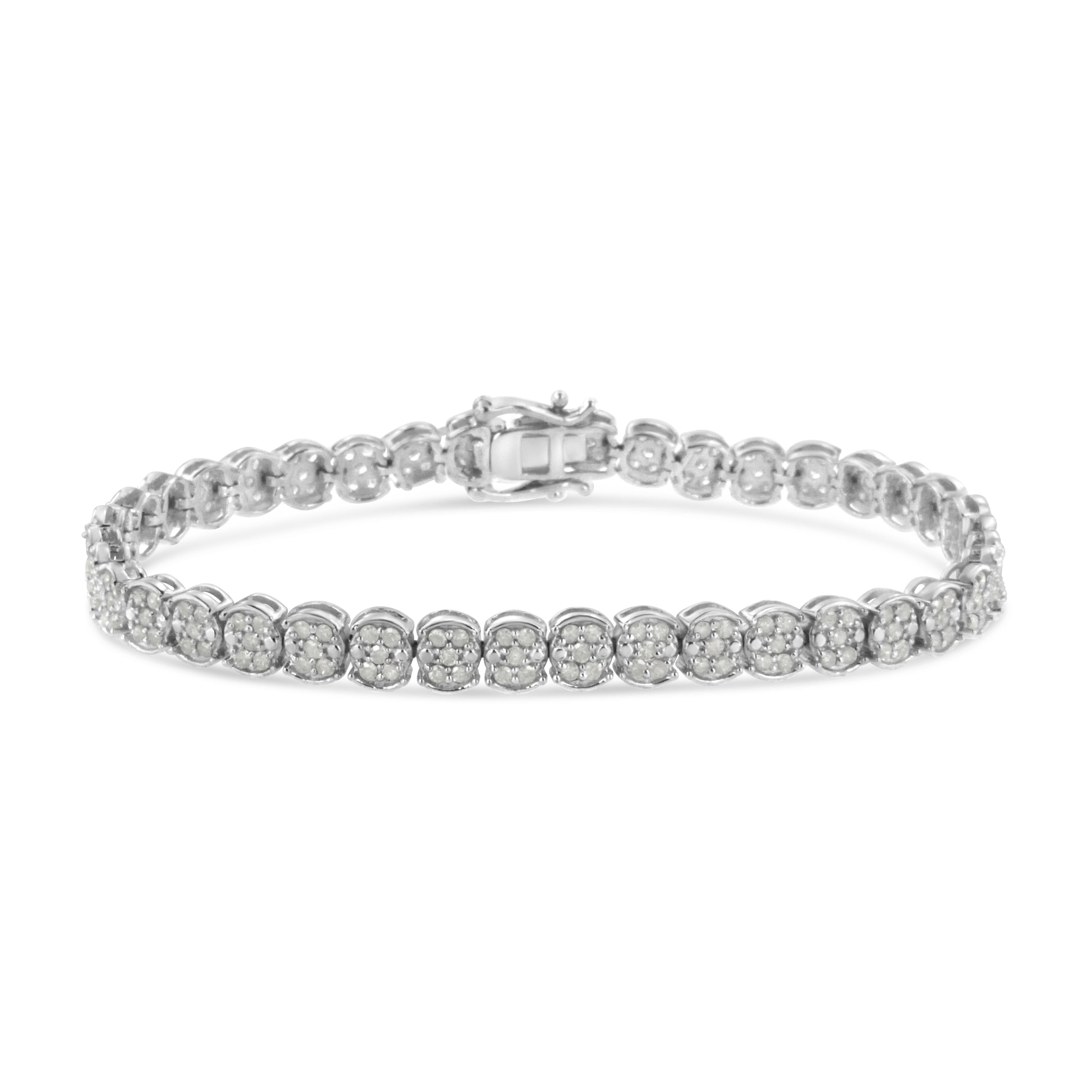 .925 Sterling Silver 2.0 Cttw Diamond Cluster Link Bracelet I-J Color, I2-I3 Clarity - Size 7.25" on sale at MyriadMart