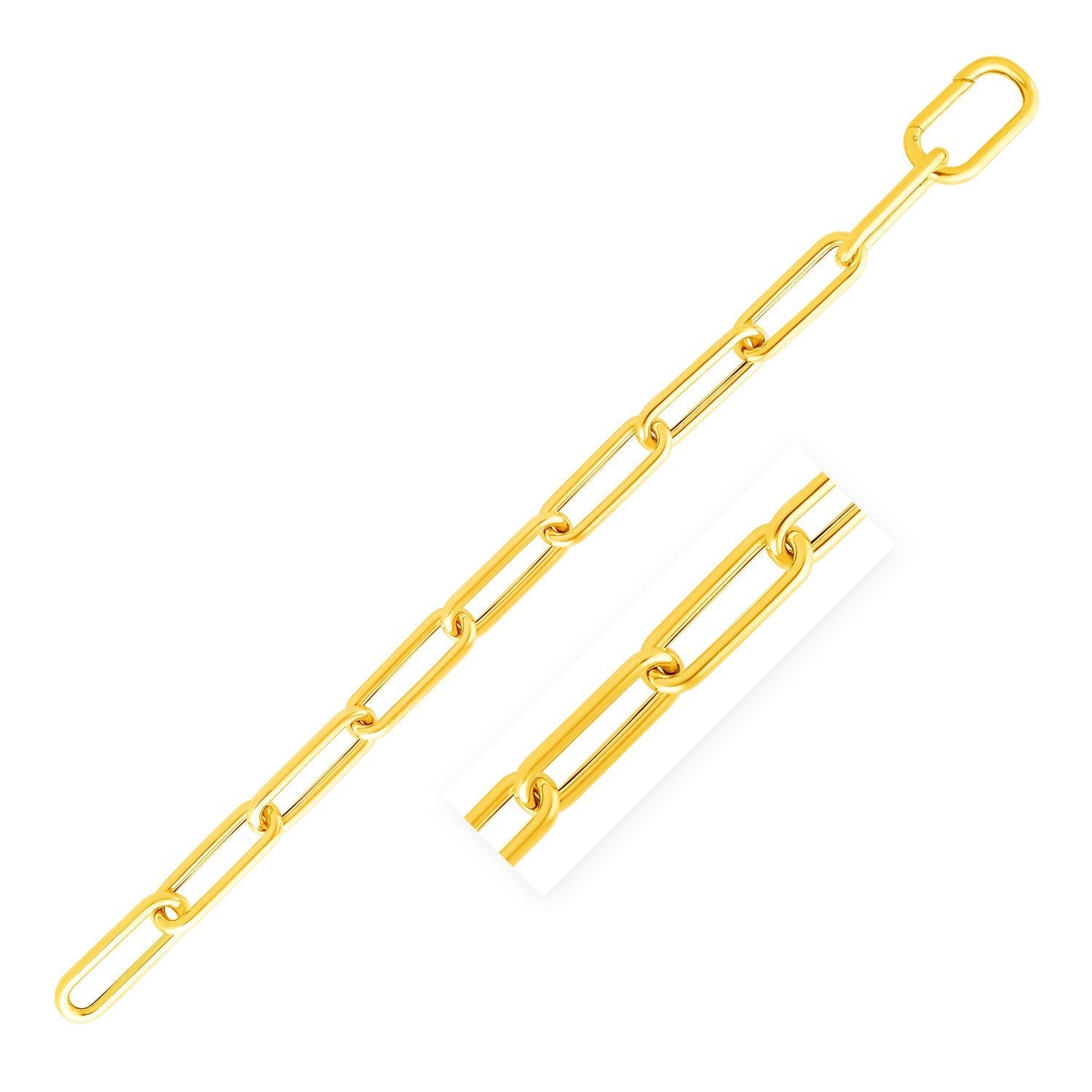 14k Yellow Gold Lite Round Wire Paperclip Bracelet 8.5mm on sale at MyriadMart