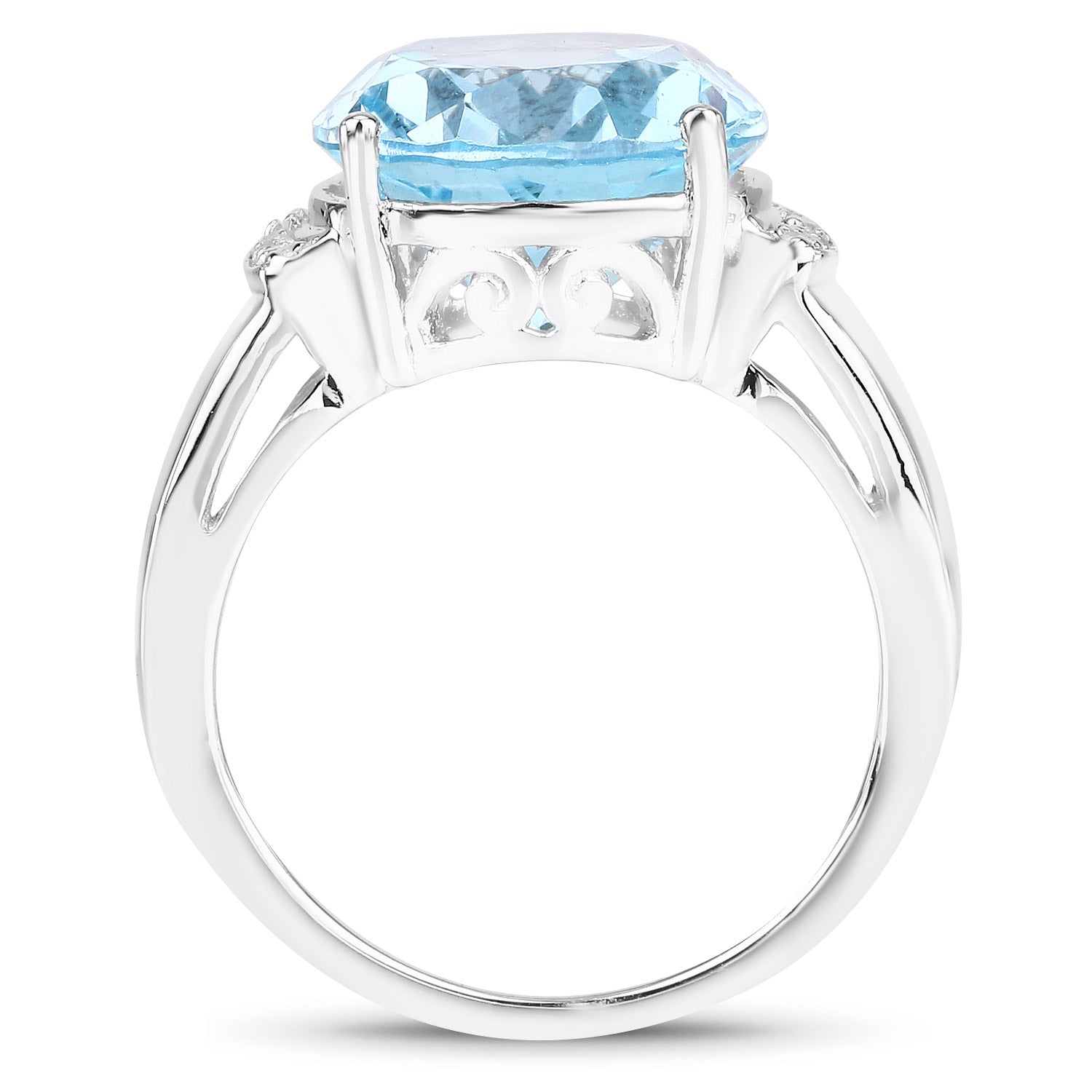 8.36 Carat Genuine Blue Topaz and White Zircon .925 Sterling Silver Ring on sale at MyriadMart
