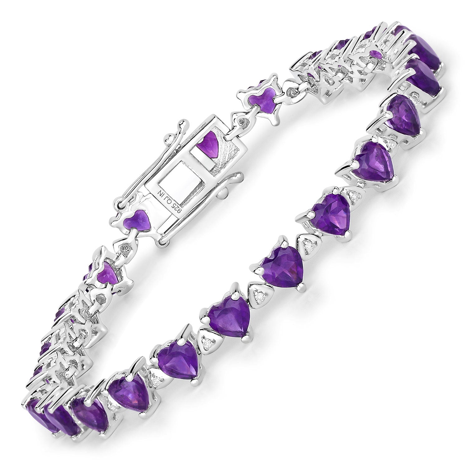 10.01 Carat Genuine Amethyst and White Diamond .925 Sterling Silver Bracelet on sale at MyriadMart