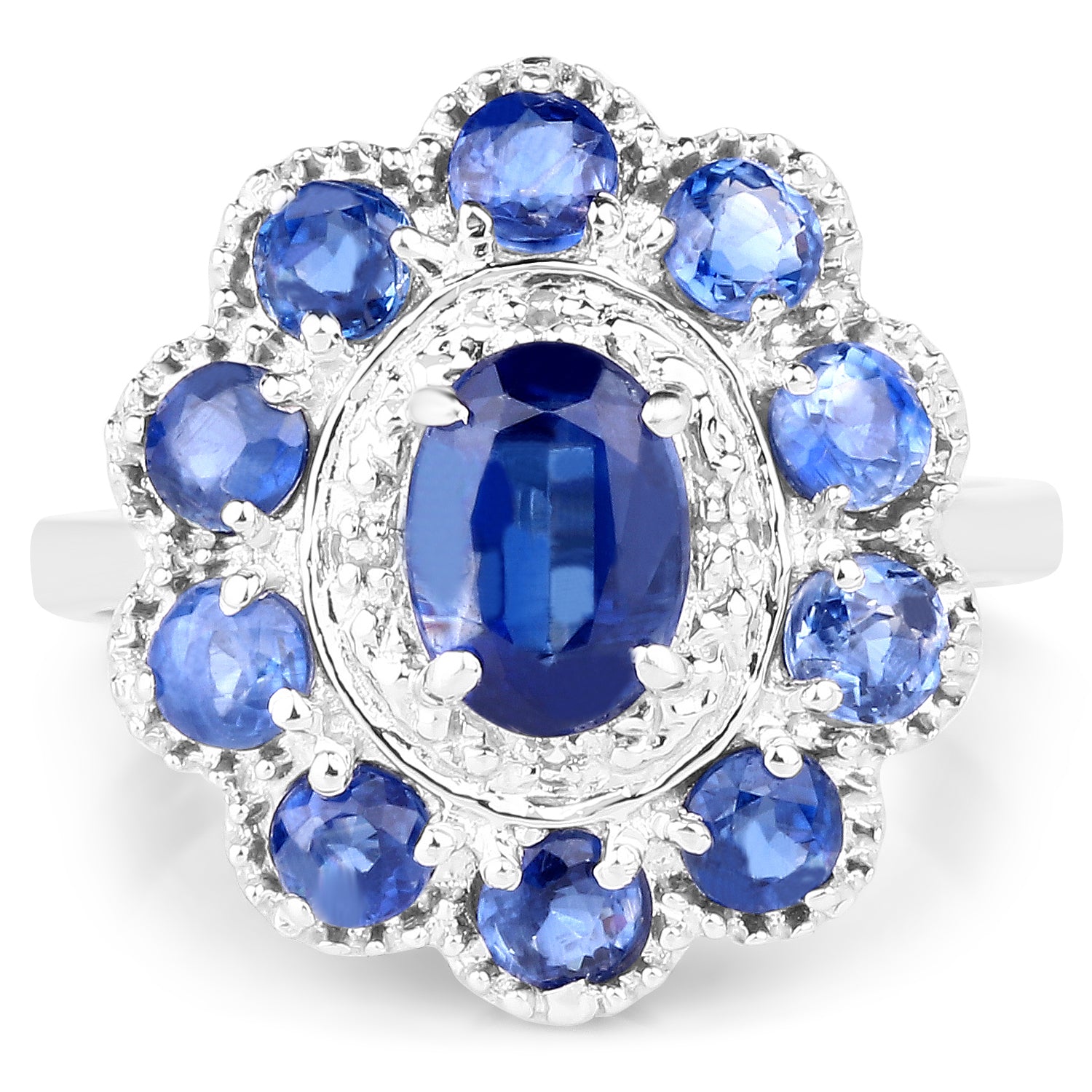 2.47 Carat Genuine Kyanite & White Topaz .925 Sterling Silver Ring on sale at MyriadMart
