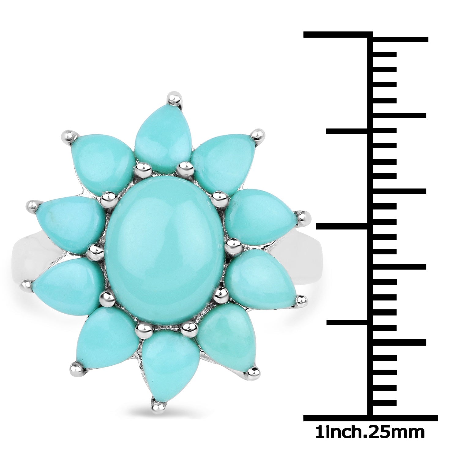 5.20 Carat Genuine Turquoise .925 Sterling Silver Ring on sale at MyriadMart