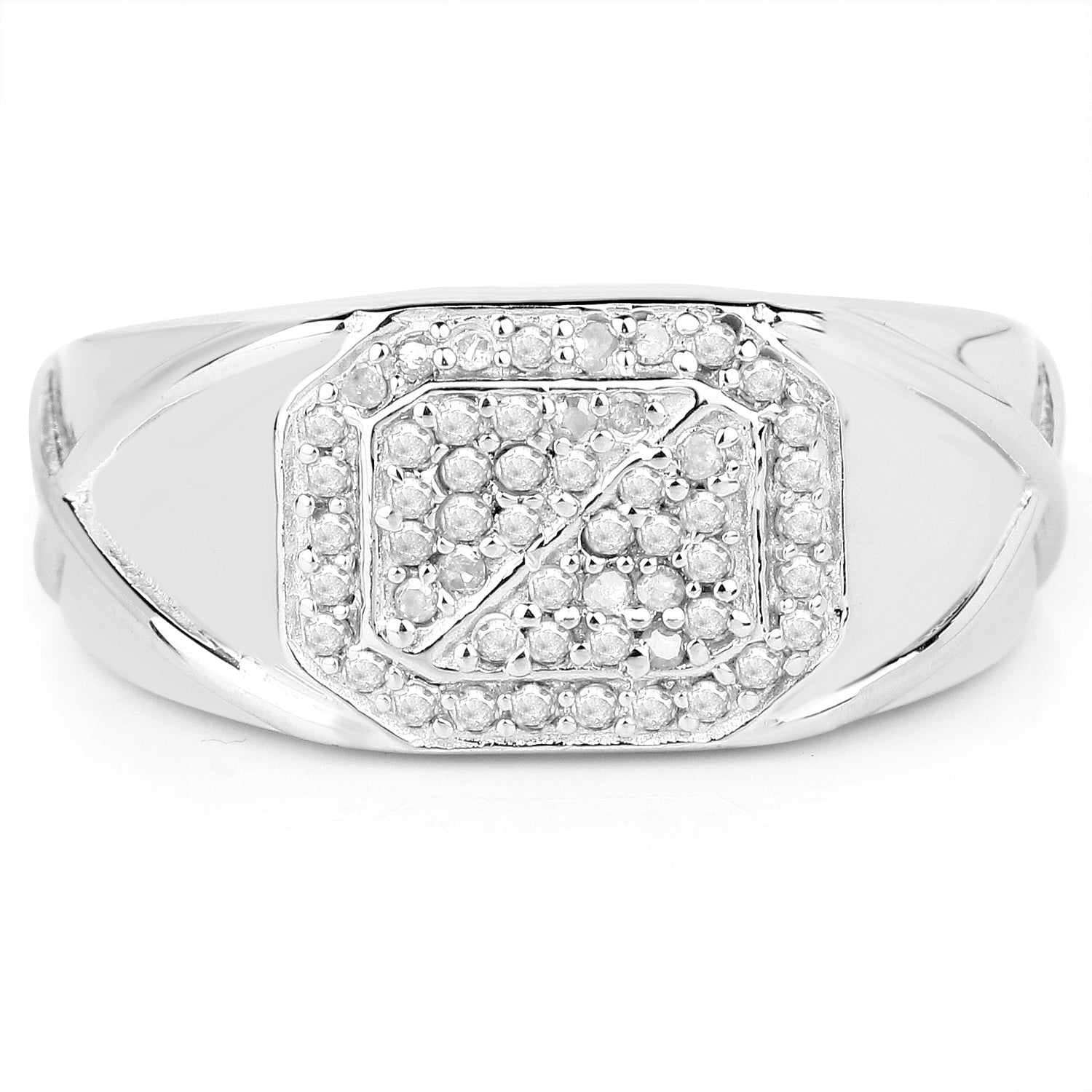 14K White Gold Plated 0.24 Carat Genuine White Diamond .925 Sterling Silver Ring on sale at MyriadMart