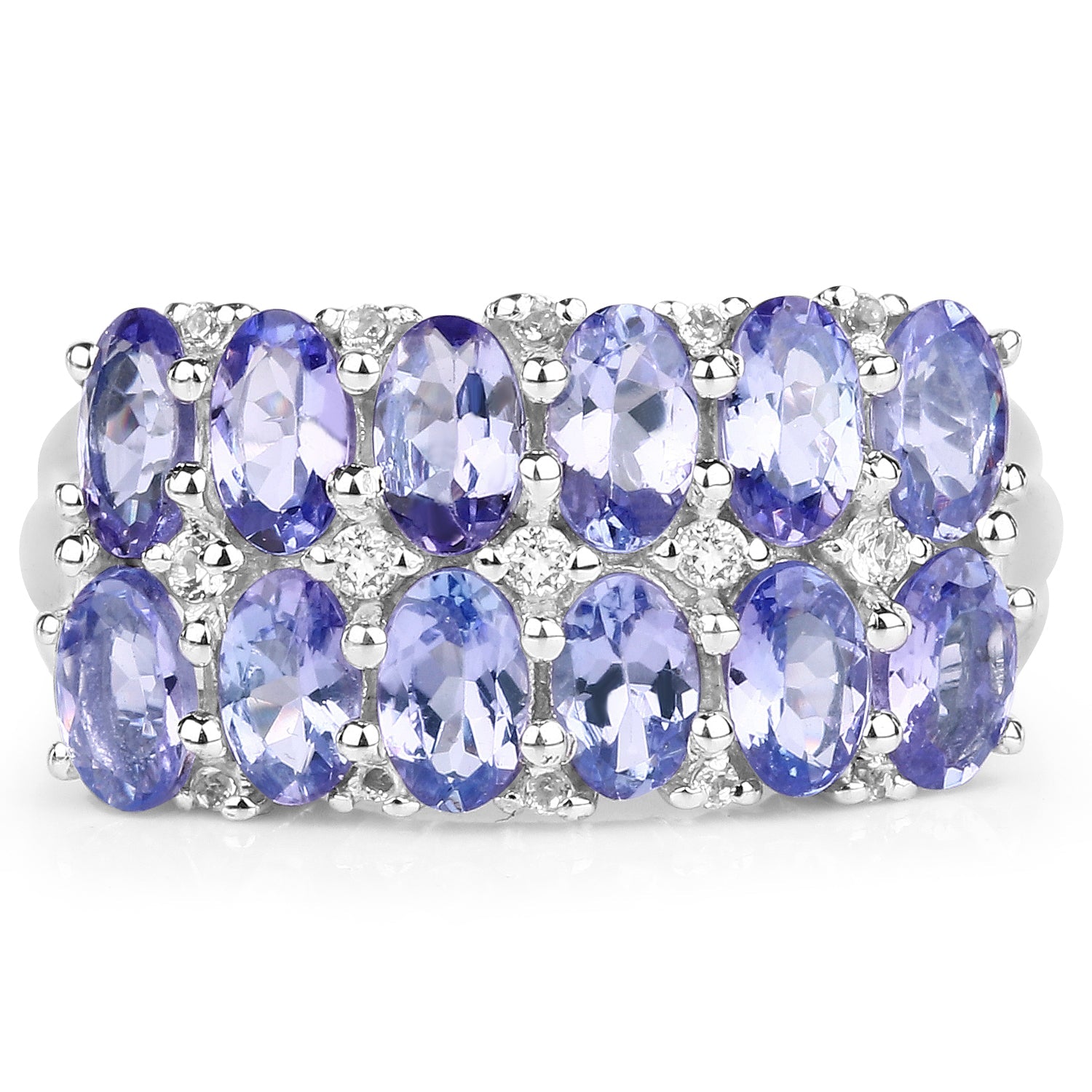 3.16 Carat Genuine Tanzanite & White Topaz .925 Sterling Silver Ring on sale at MyriadMart