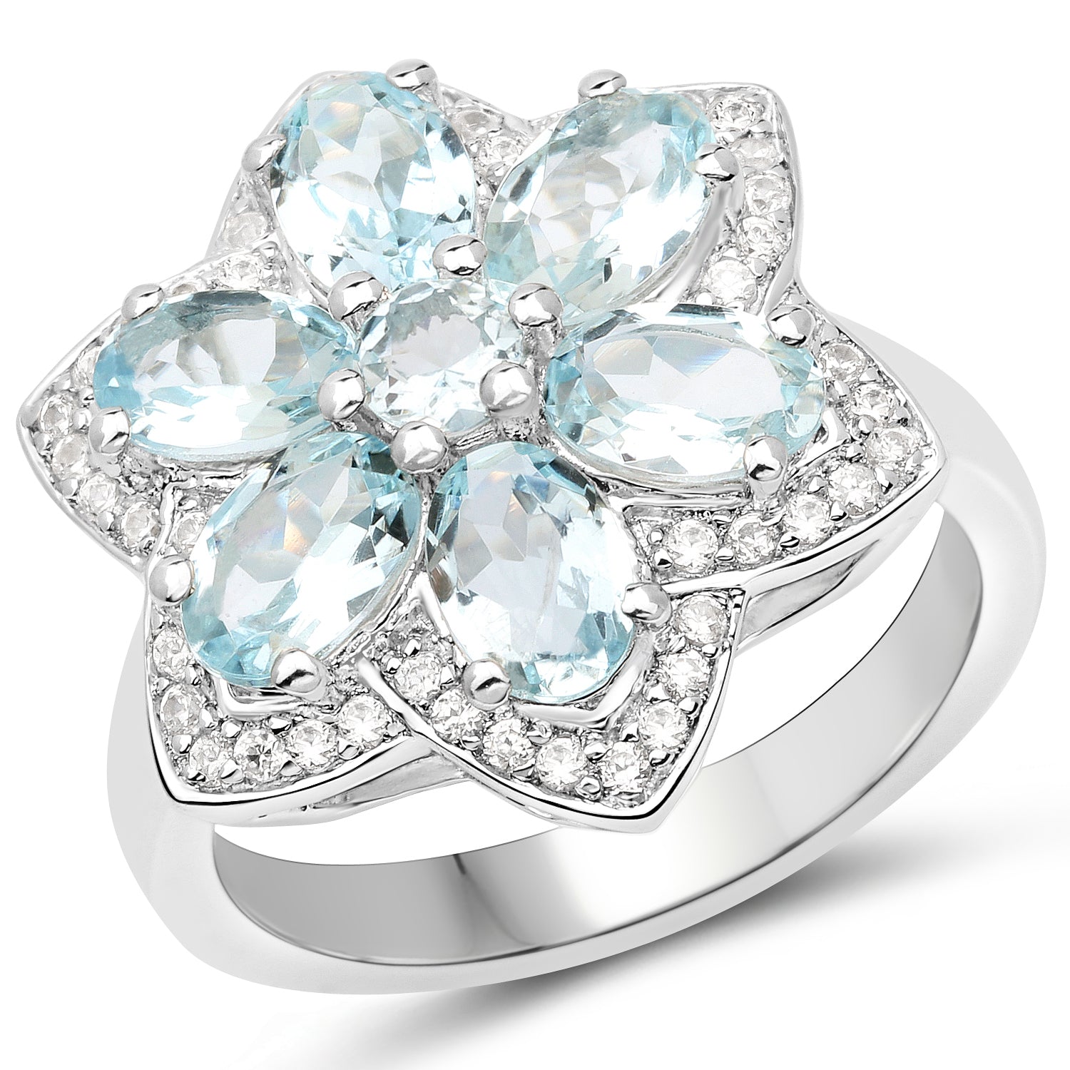 2.88 Carat Genuine Aquamarine .925 Sterling Silver Ring on sale at MyriadMart