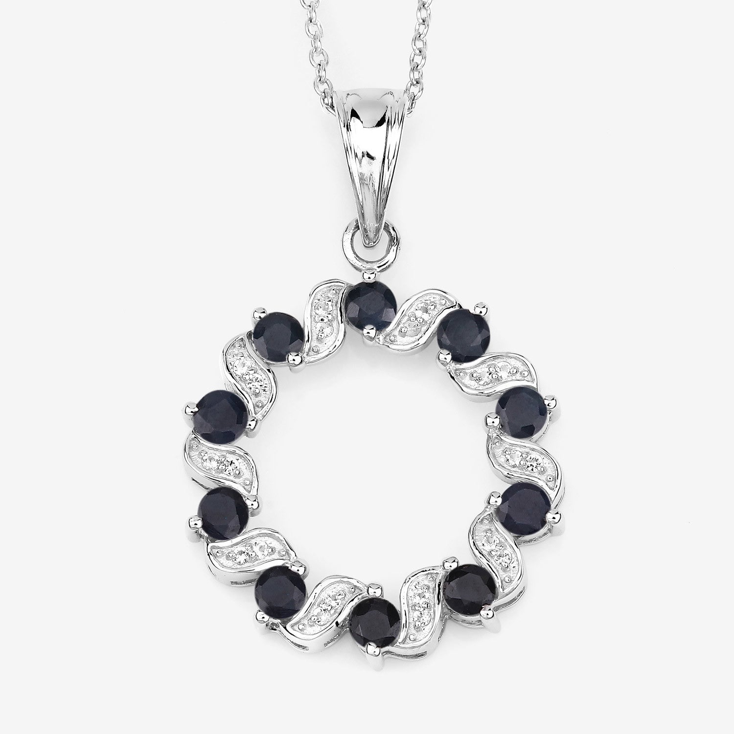1.30 Carat Genuine Blue Sapphire and White Topaz .925 Sterling Silver Pendant on sale at MyriadMart